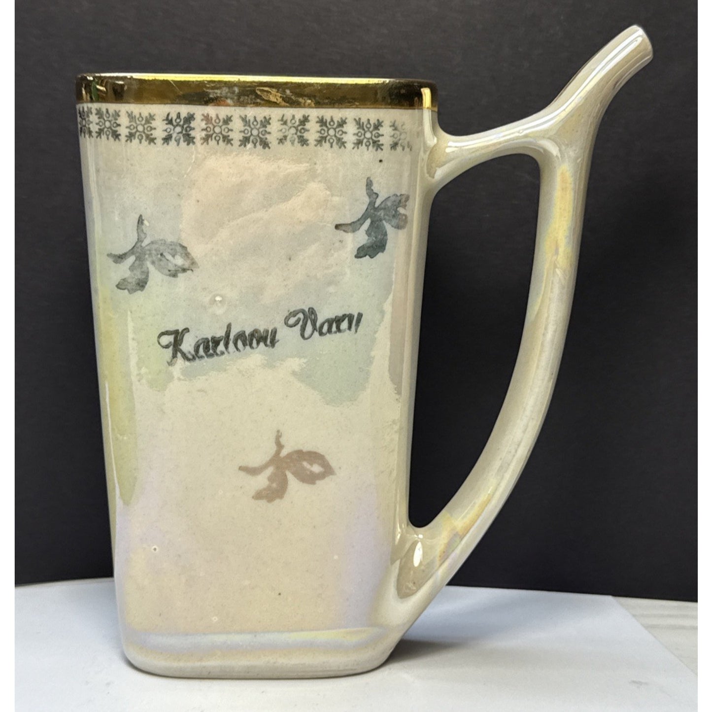 Old Karlovy Vary Czech Porcelain Hot Spring Water Sipping Cup Mug Lusterware