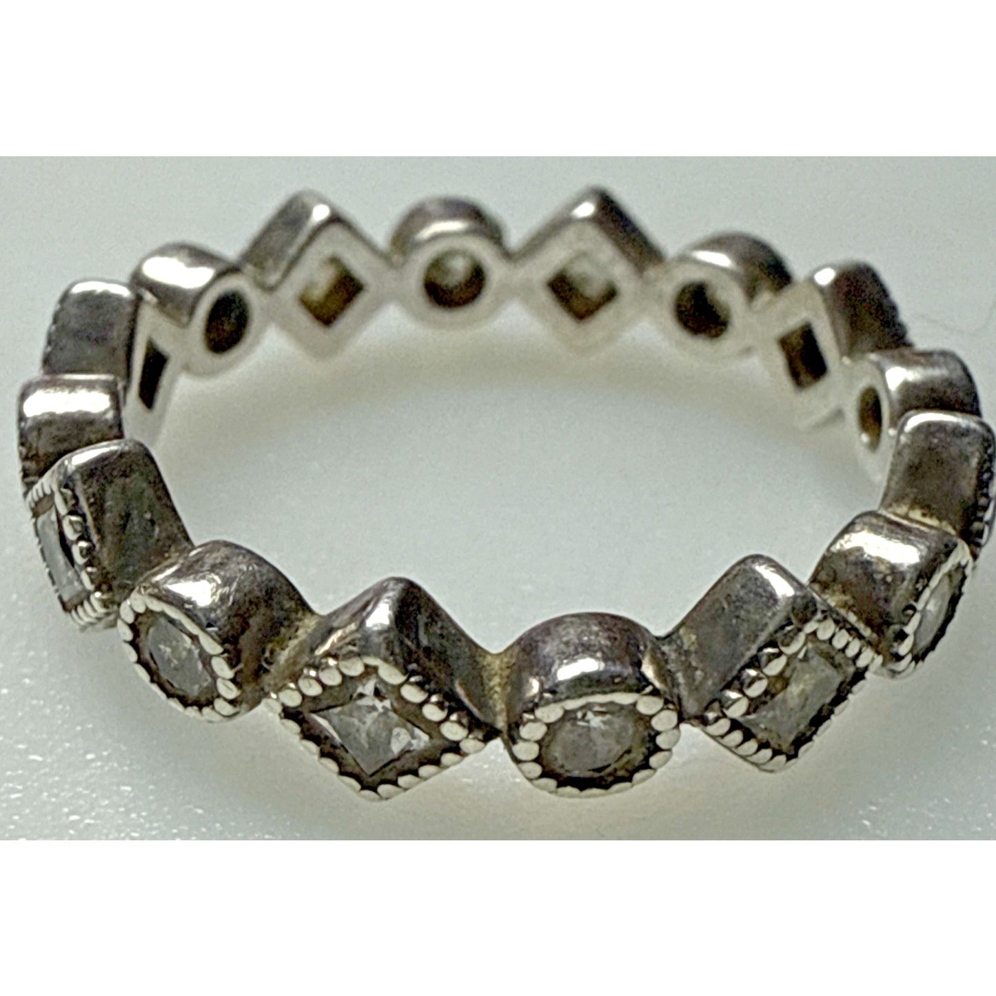 Pandora Ring Alluring Brilliant Princess 190943 Multiple CZ Sz 5.25 Read