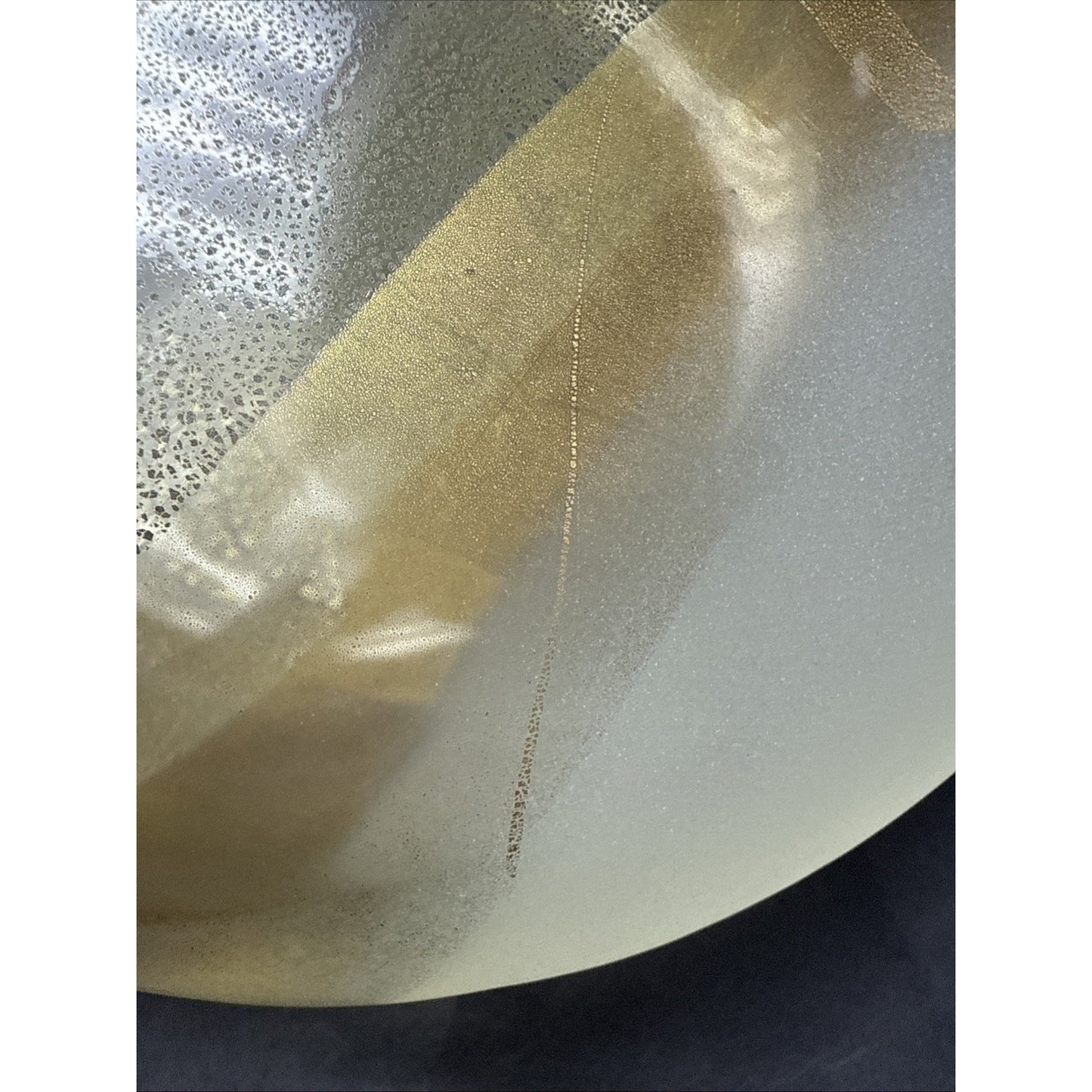 Murano Contemporary Rialto Acidato Gold Leaf Band Glass Vase Vessel Clear As-Is