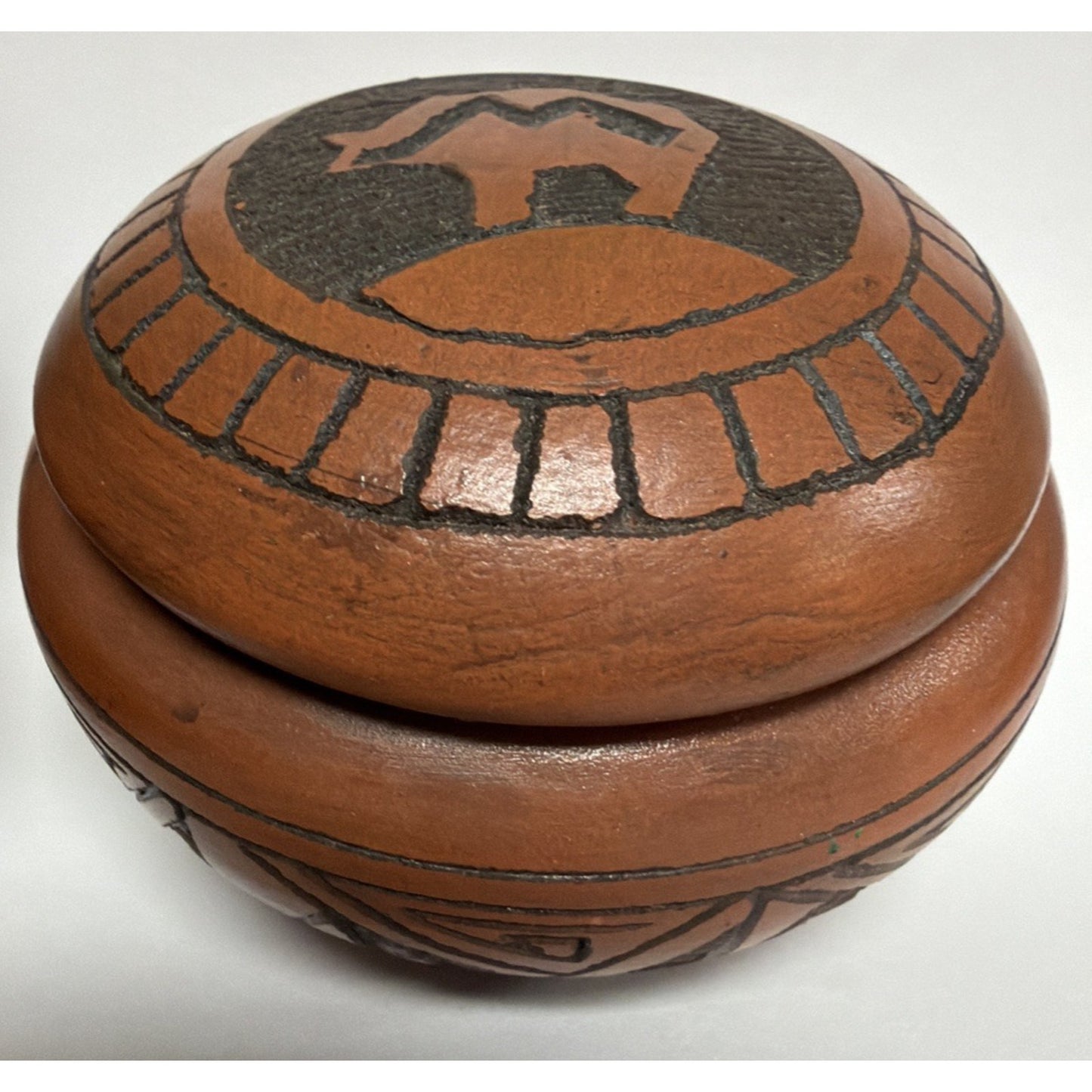 Vtg Navajo Art Pottery Jar Etched Native American Southwestern Pot Lid Signed