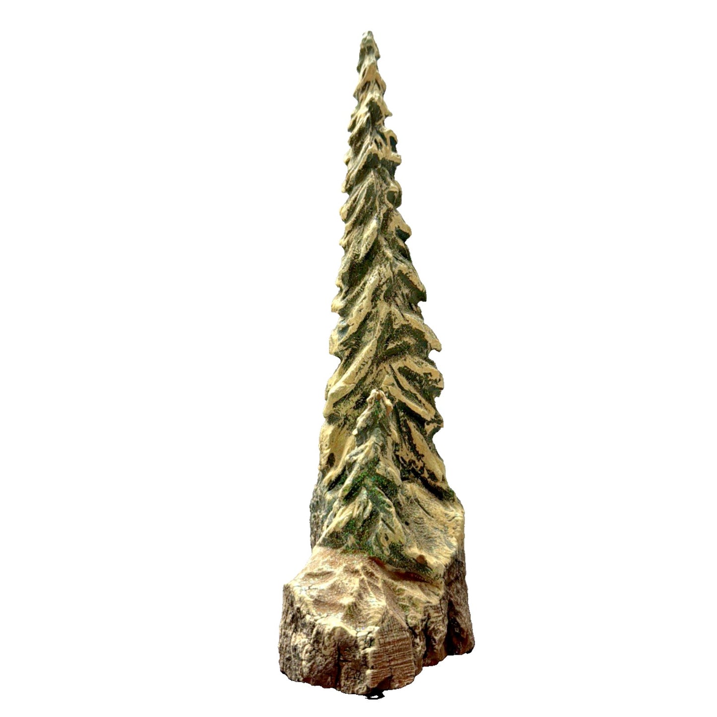 Vintage Kirt Curtis Wood Carved Evergreen Trees Hand Painted 11 inch
