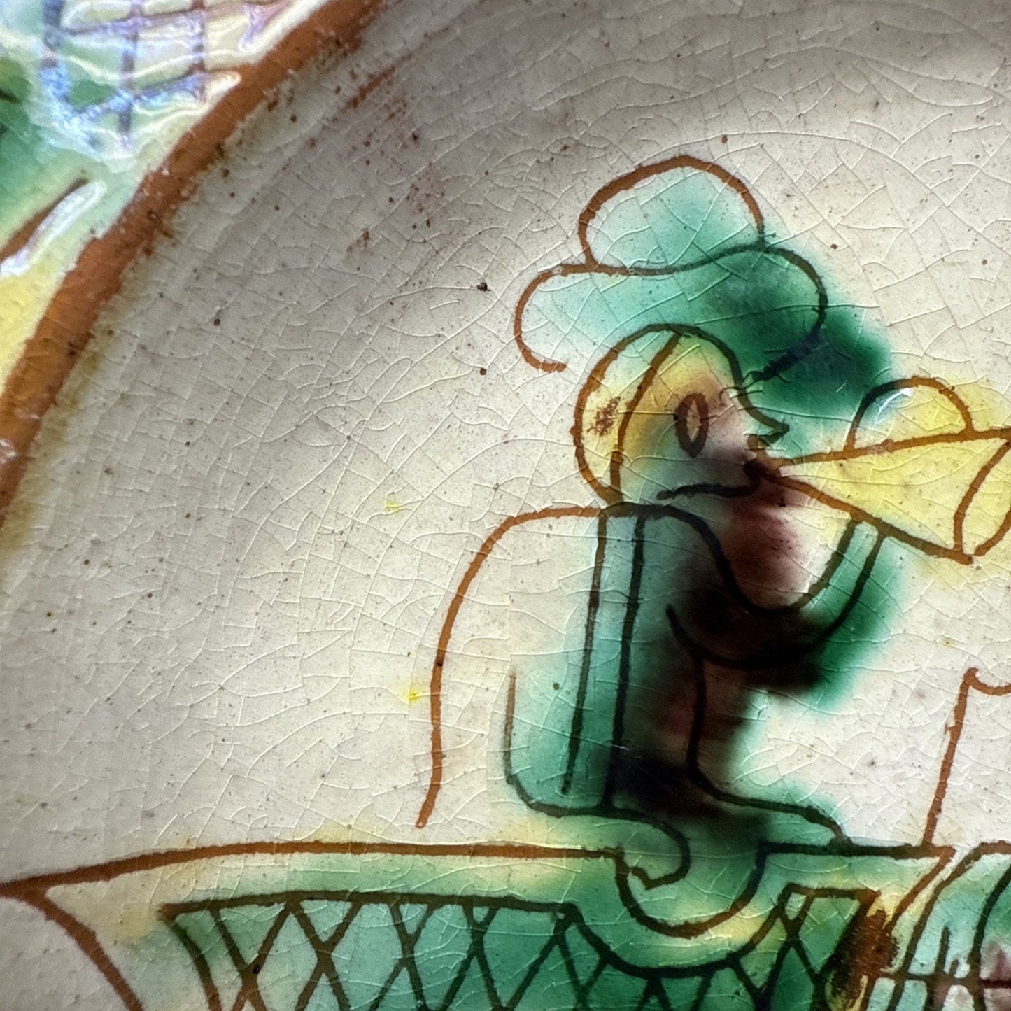 Vintage Folk Art Hutsul Hucul Plate Clay Hand Painted Bowl Plate Hanging