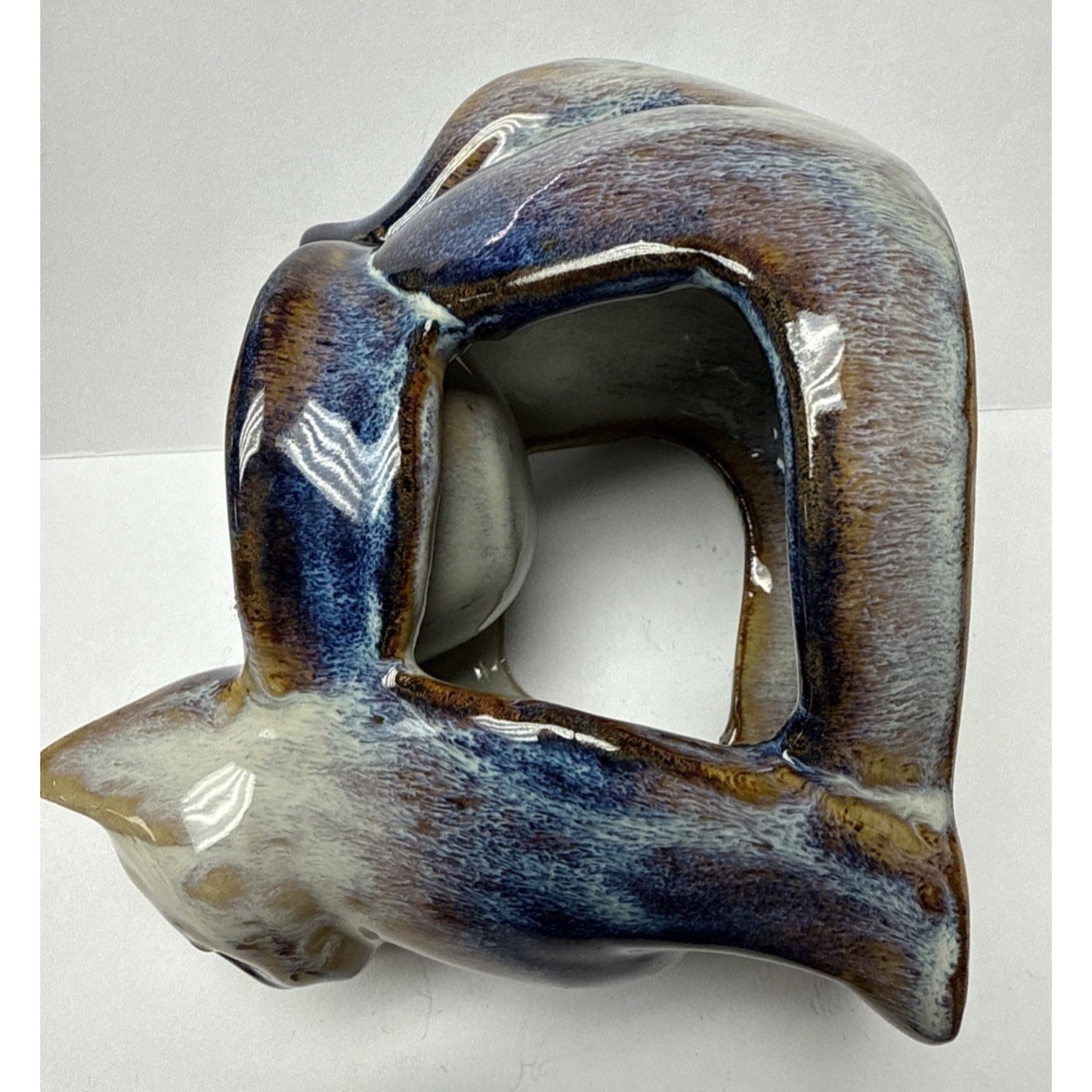 North Eagle Pottery Wall Glazed Folk Art Cat Vase Candle Holder Wax Warmer