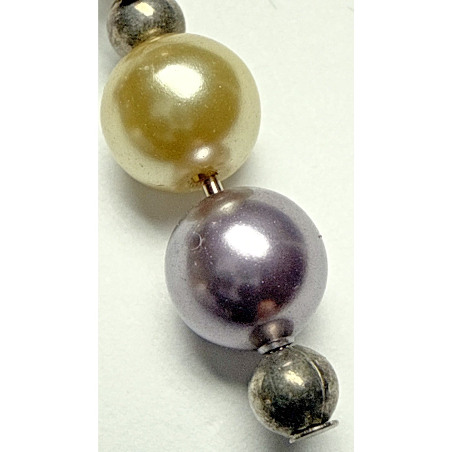 Vtg Purple White Stacked Pearl Leverback Earrings Dangle Drop Sterling Silver