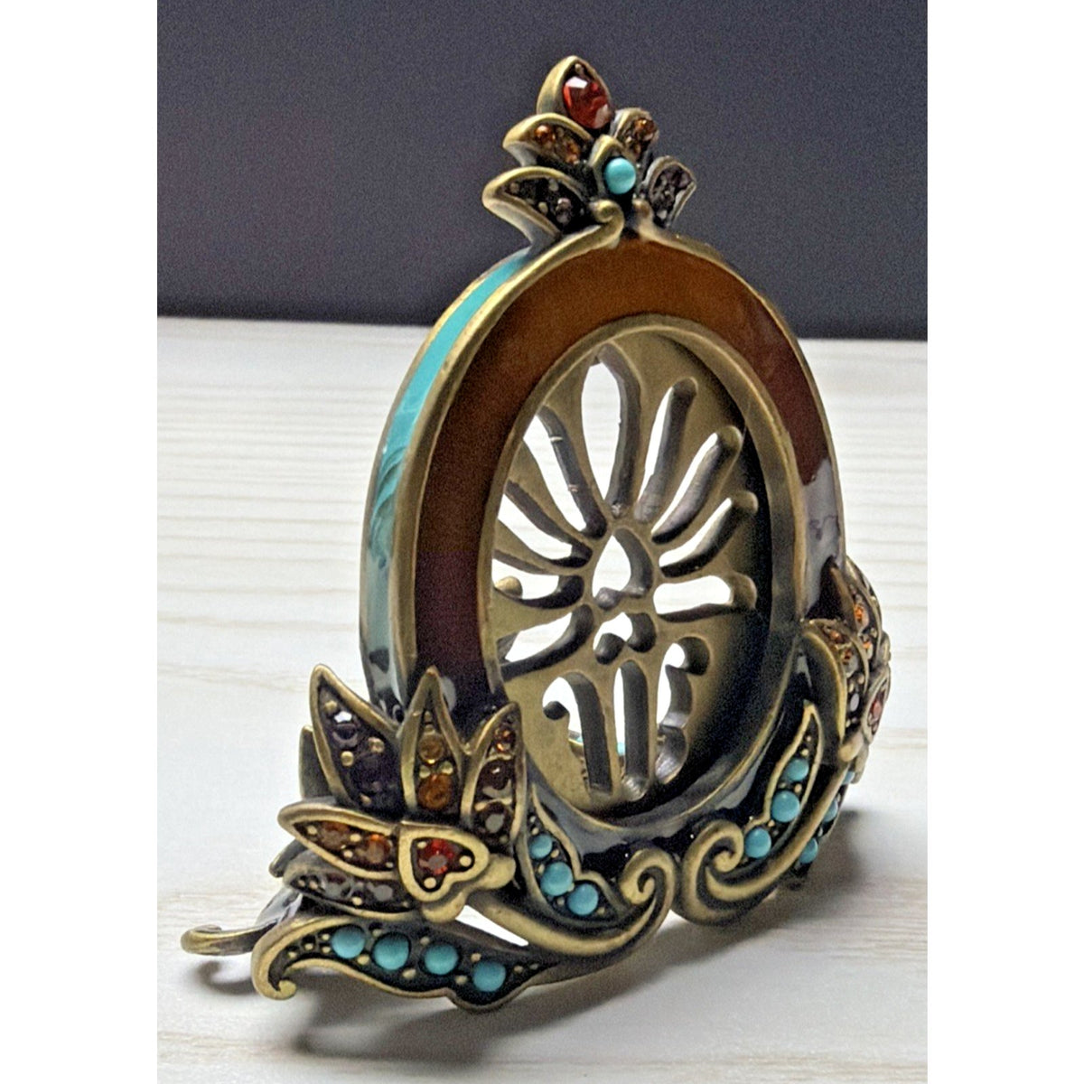 Jay Strongwater Swarovski Crystal Turquoise Enamel Picture Frame Flower 5315