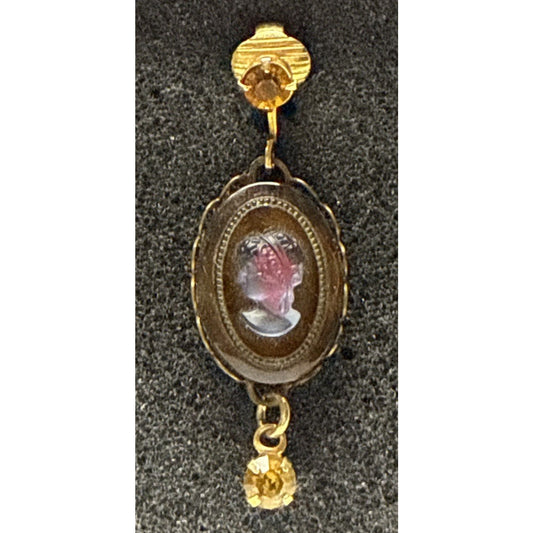 Vintage Juliana D&E Celebrity Glass Intaglio Cameo Clip Earring 1 Only