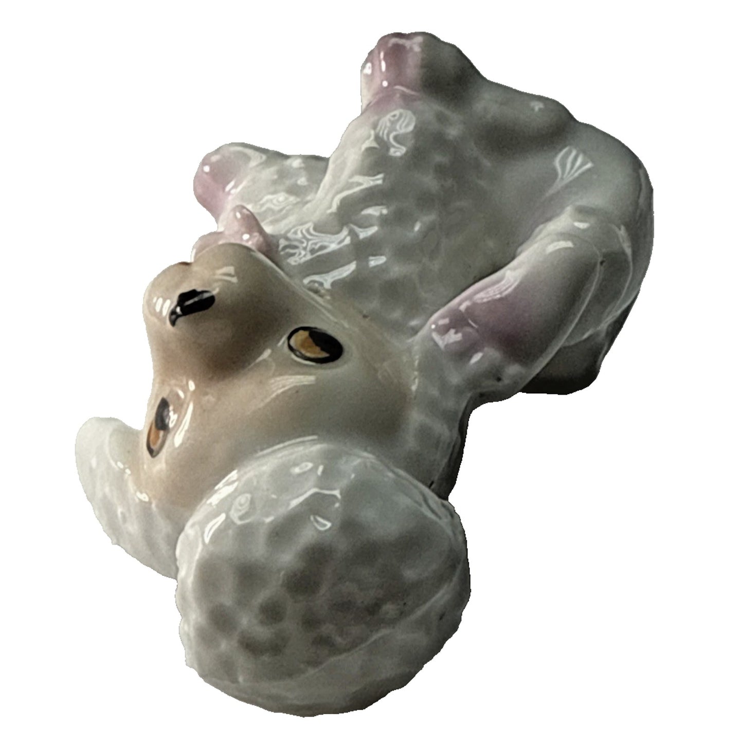 Vintage Anthropomorphic Poodle Dog Puppy Figurine Pink Bow Porcelain