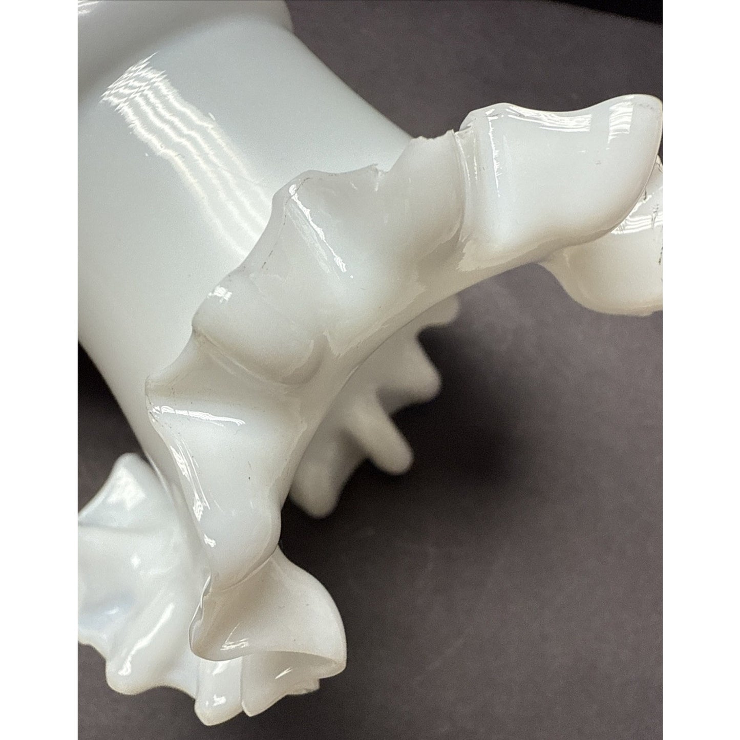 Victorian Lot of 3 Peachblow Glass Crimped Rim Pink White Vases As-Is