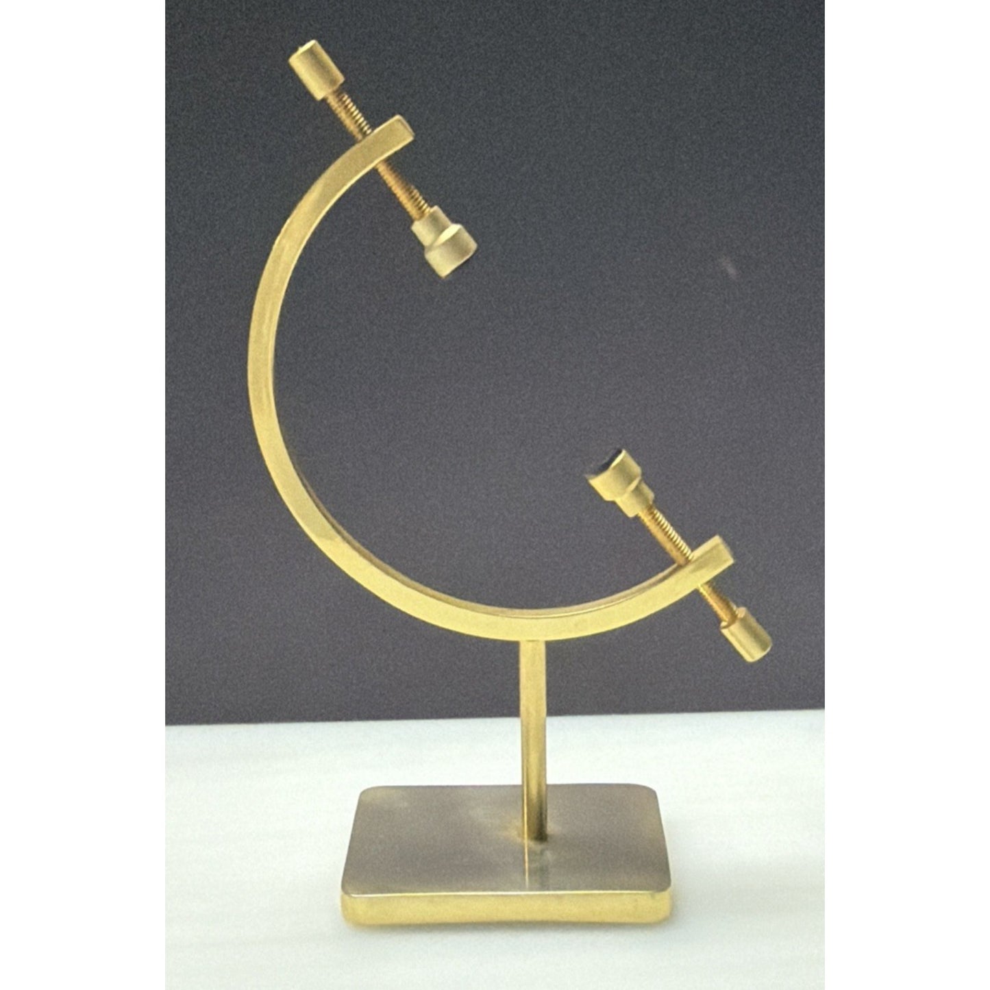 Steve Maslach Art Glass Marble Spiral Lattice Gold Plated Caliper Display As Is