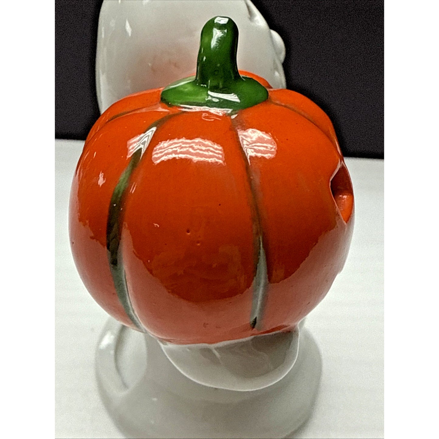 Vtg Midwest Cannon Falls Halloween Ceramic Ghost Pumpkin Candle Holder Luminary