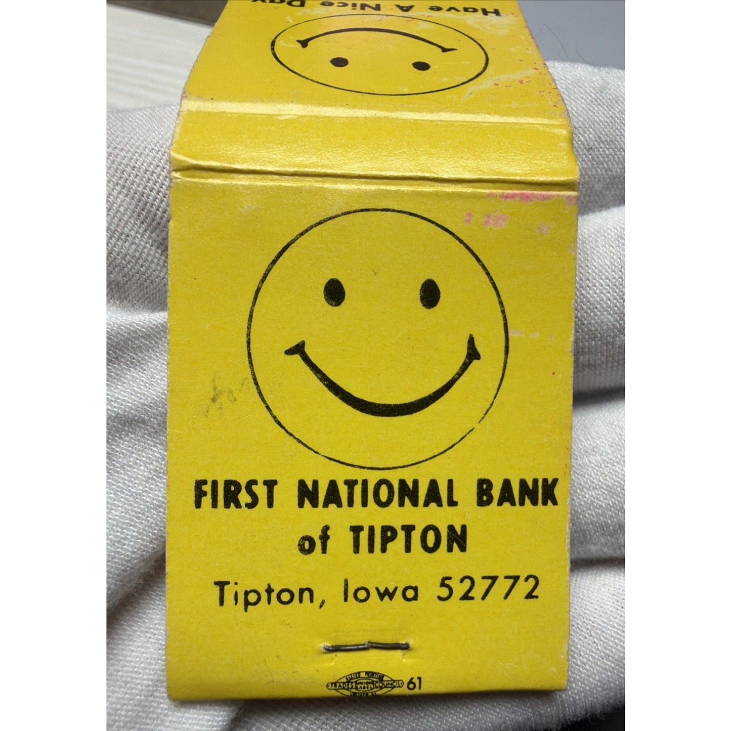 Vintage First National Bank Matchbook Advertising Matches Tipton Iowa Full