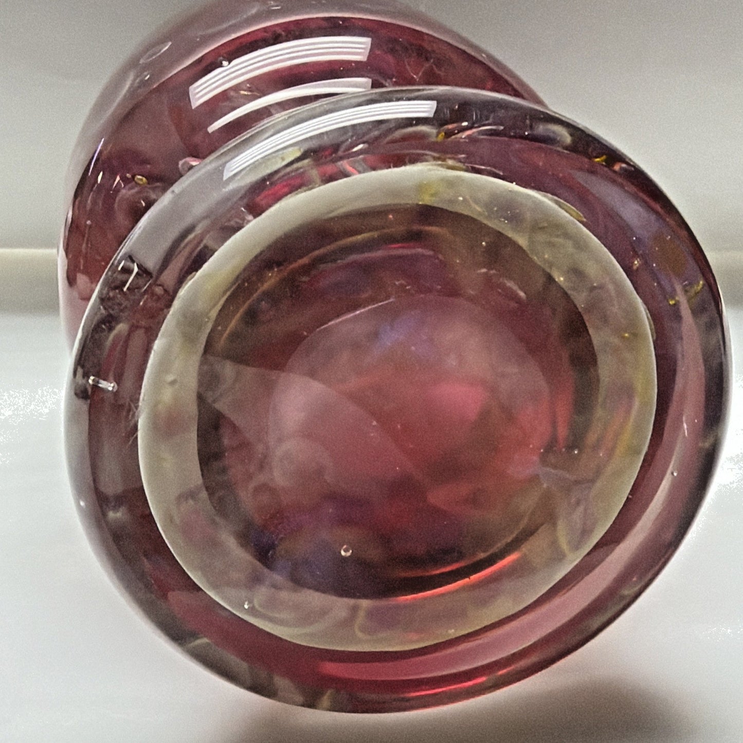 Vtg Erwin Eisch Pfauenauge Vase Cranberry Gold Peacock Eye Handle Vase As Is
