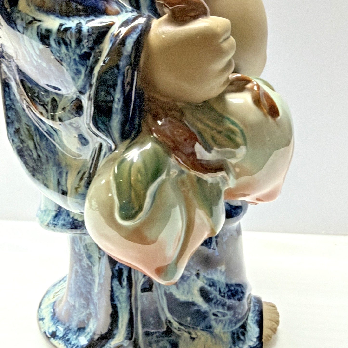 Shiwan Mudman Pottery Chinese Blue Flambe Glazed Happy Buddha Sculpture Hotei