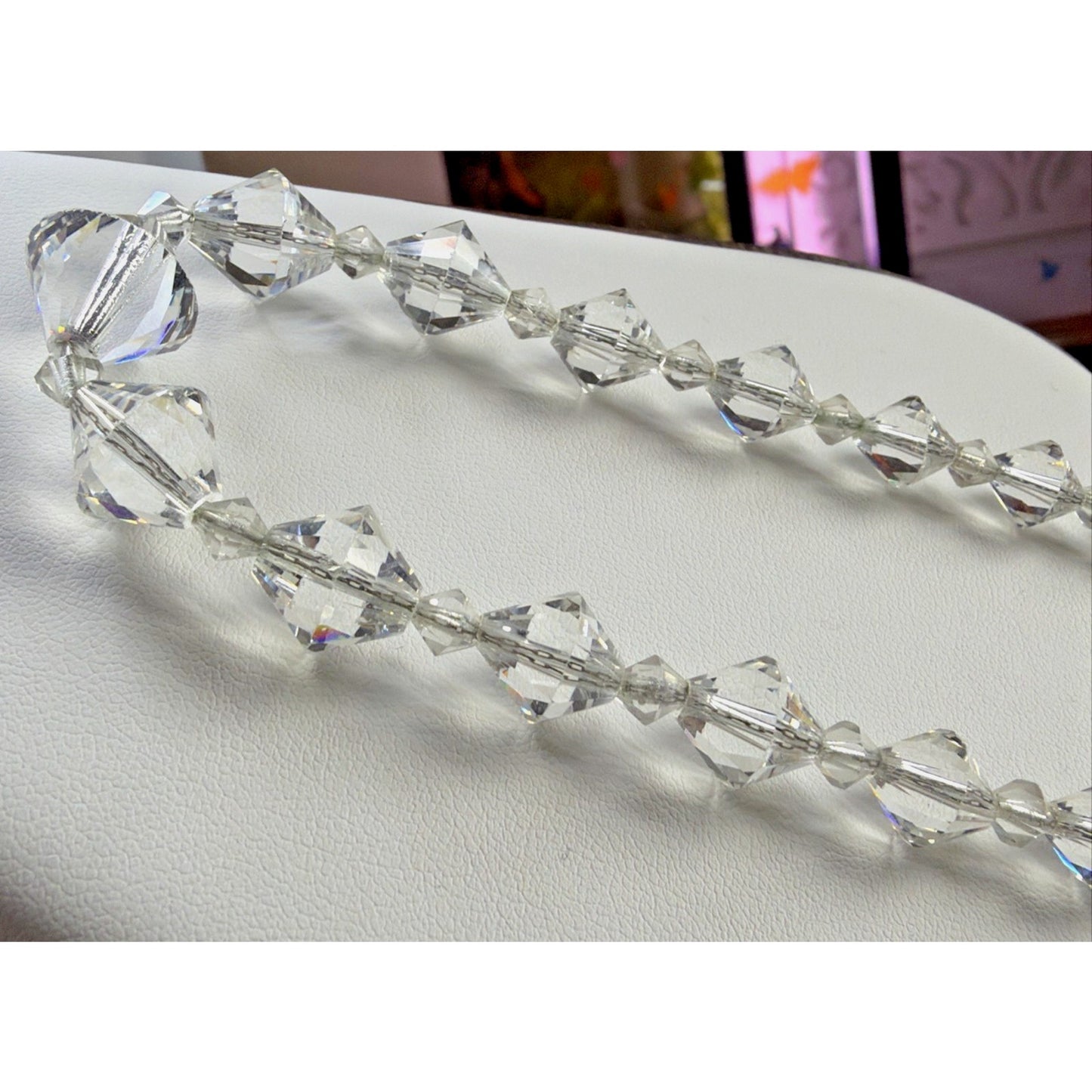 Art Deco La Tausca Jewelry Box Rock Crystal Faceted Necklace As Is Read Descript