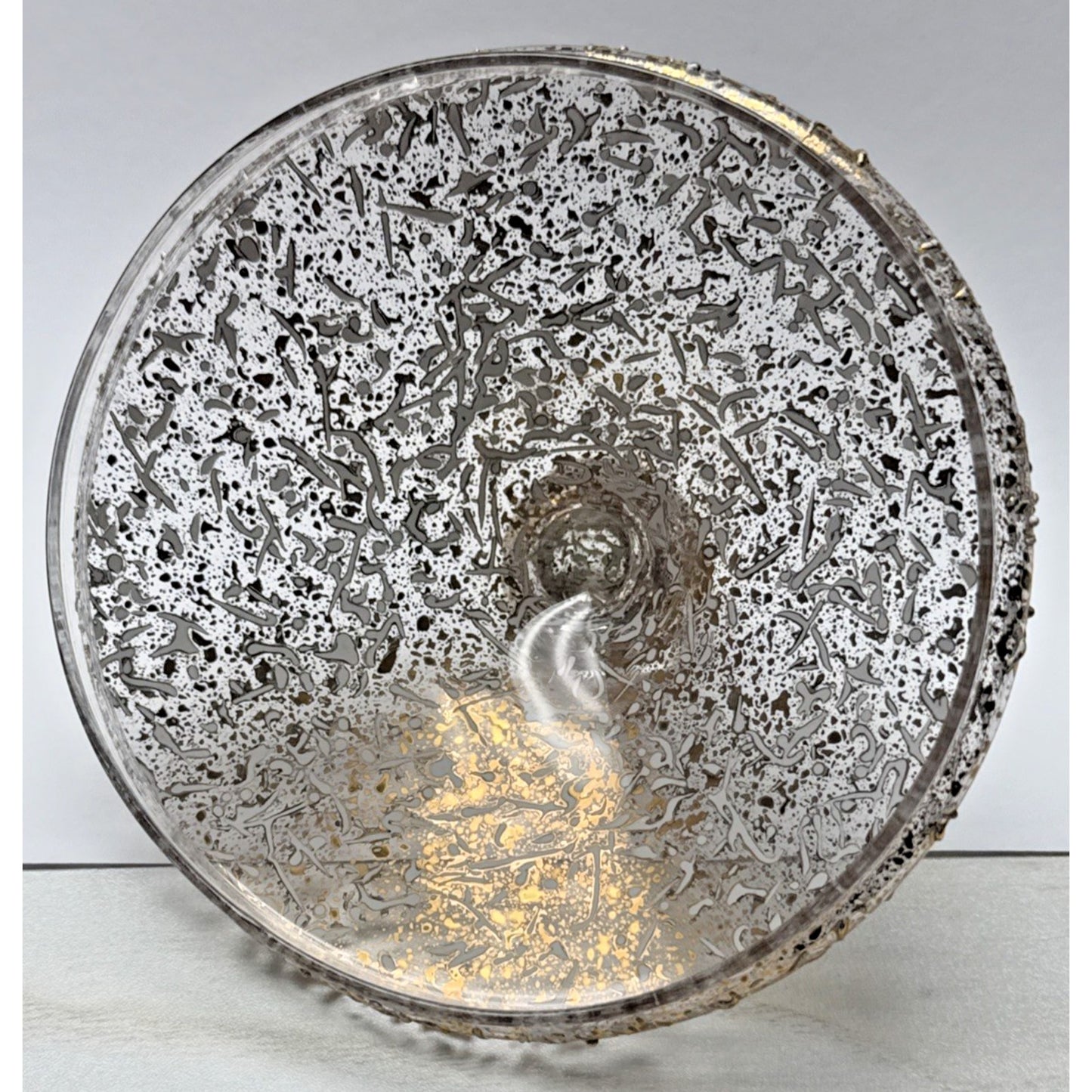 MCM West Virginia Glass Golden Brocade Splatter Candy Jar Circus Tent Apothecary
