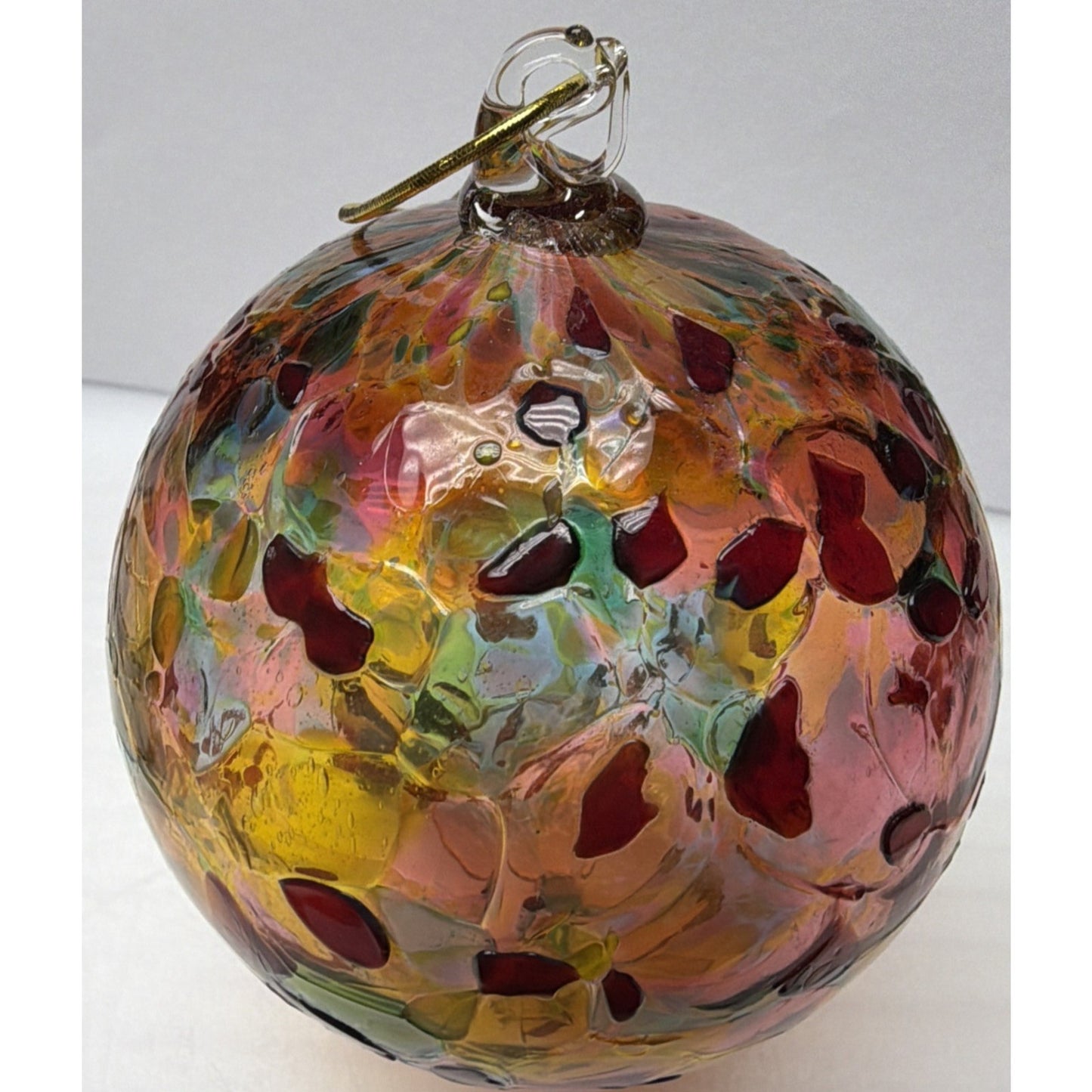 Art Glass Suncatcher Ornament Blown Mosaic Calico Pattern Textured