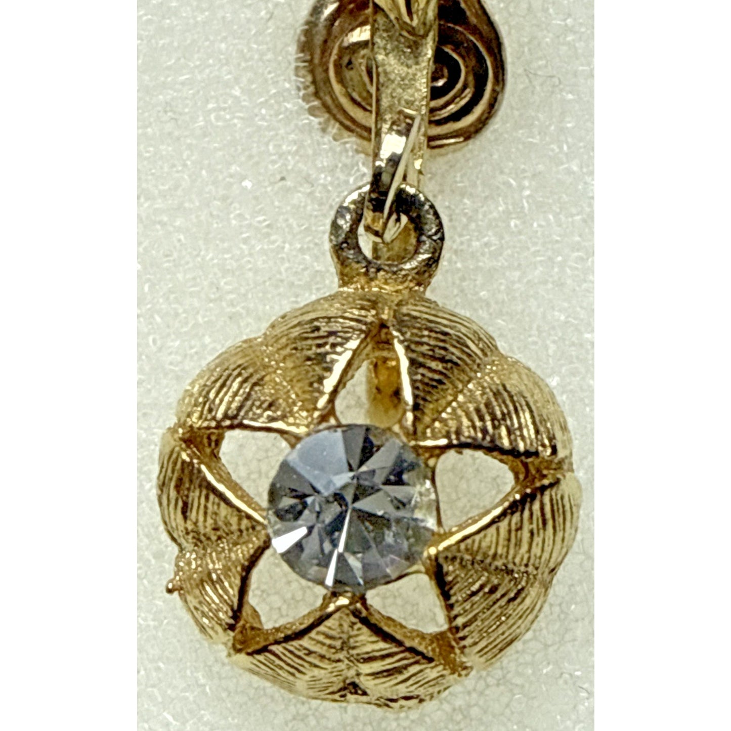 Vintage Atomic Starburst Star Clip On Dangle Earrings Rhinestone