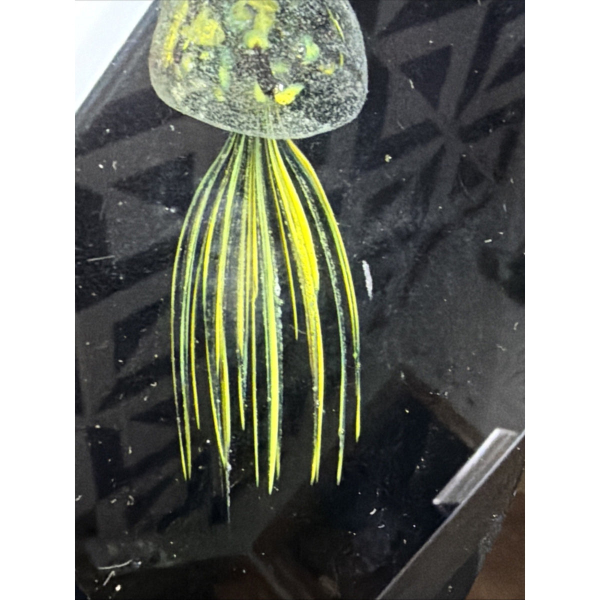 Vtg Black Glass Window Paperweight Aventurine Goldstone Jellyfish UV Reactive