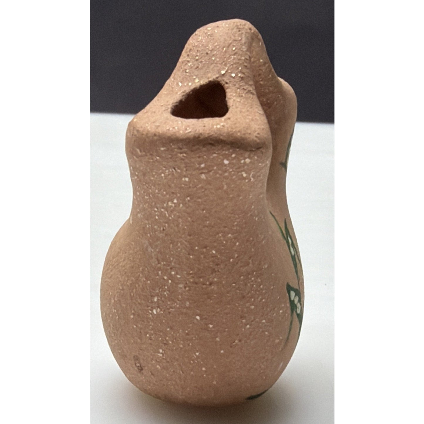 Vintage Micaceous Clay Pottery Mini Wedding Vase Hand Painted