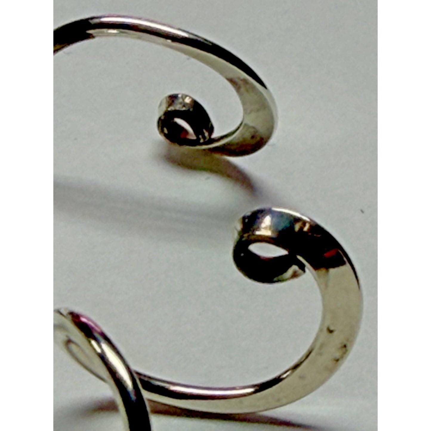 Modernist Sterling Silver Spiral Ribbon Earrings Dangle Snake Coil Stud Post