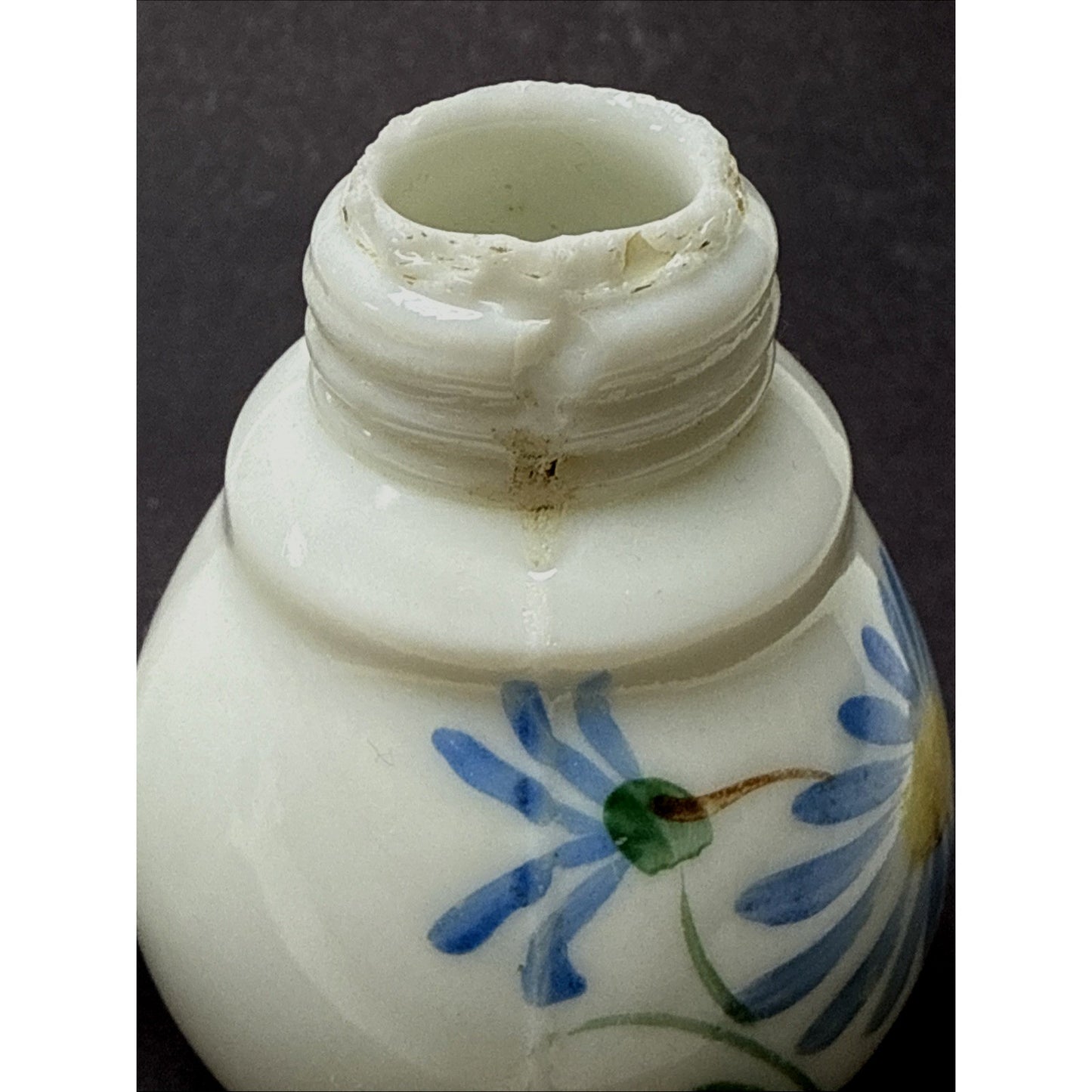 EAPG Buckeye Glass 960 Ring Neck Bulbous Shakers Hand Painted Chubby Blossom