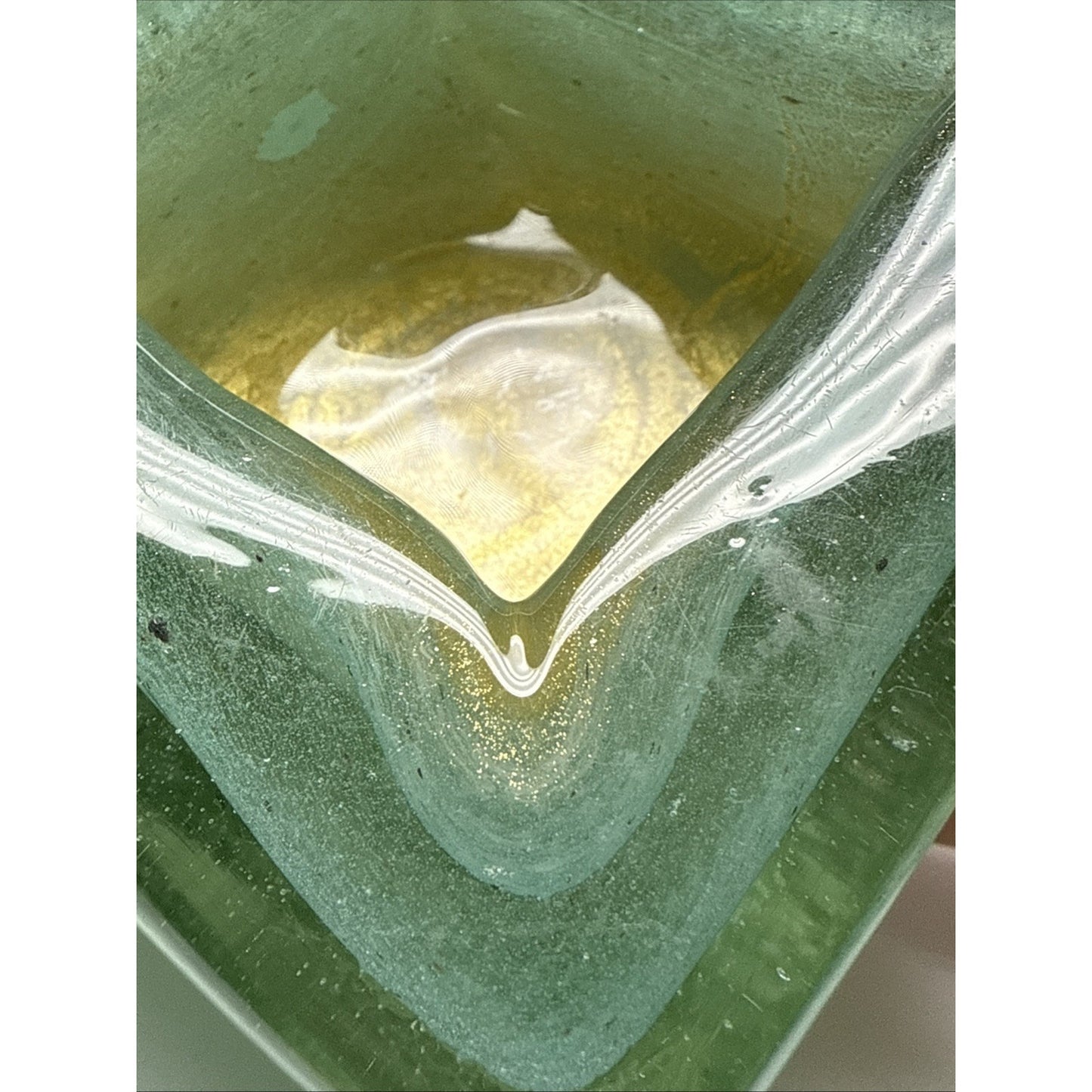 MCM Barovier Toso Eugenio or Aborigeni Art Glass Square Bowl Ashtray Gold Jade