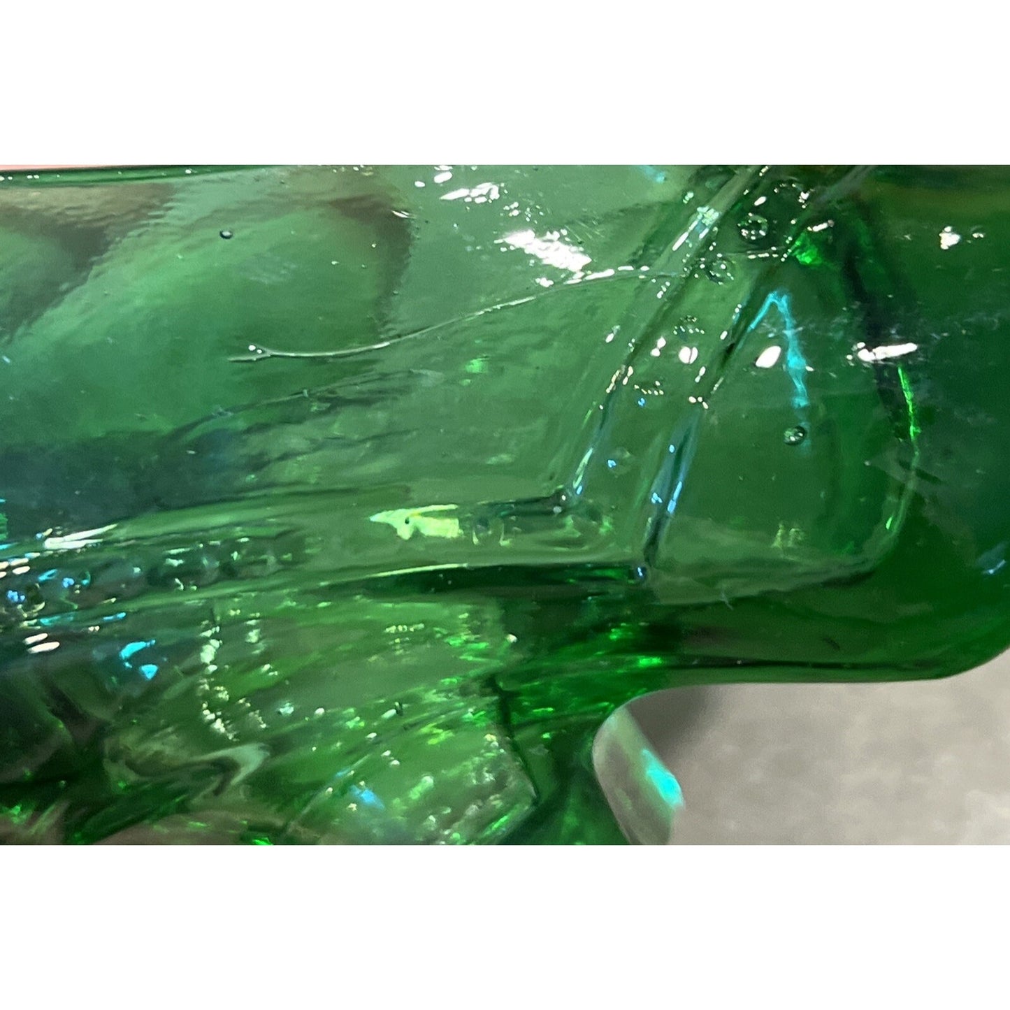EAPG US Glass Green Ladies Shoe Novelty Ashtray Paperweight Heeled Slipper
