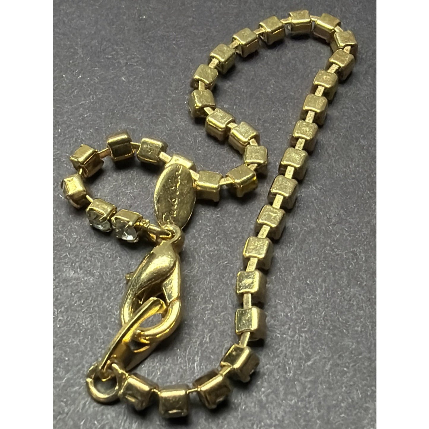 Vintage Park Lane Gold Tone Faceted Rhinestone Tennis Bracelet 7.25”