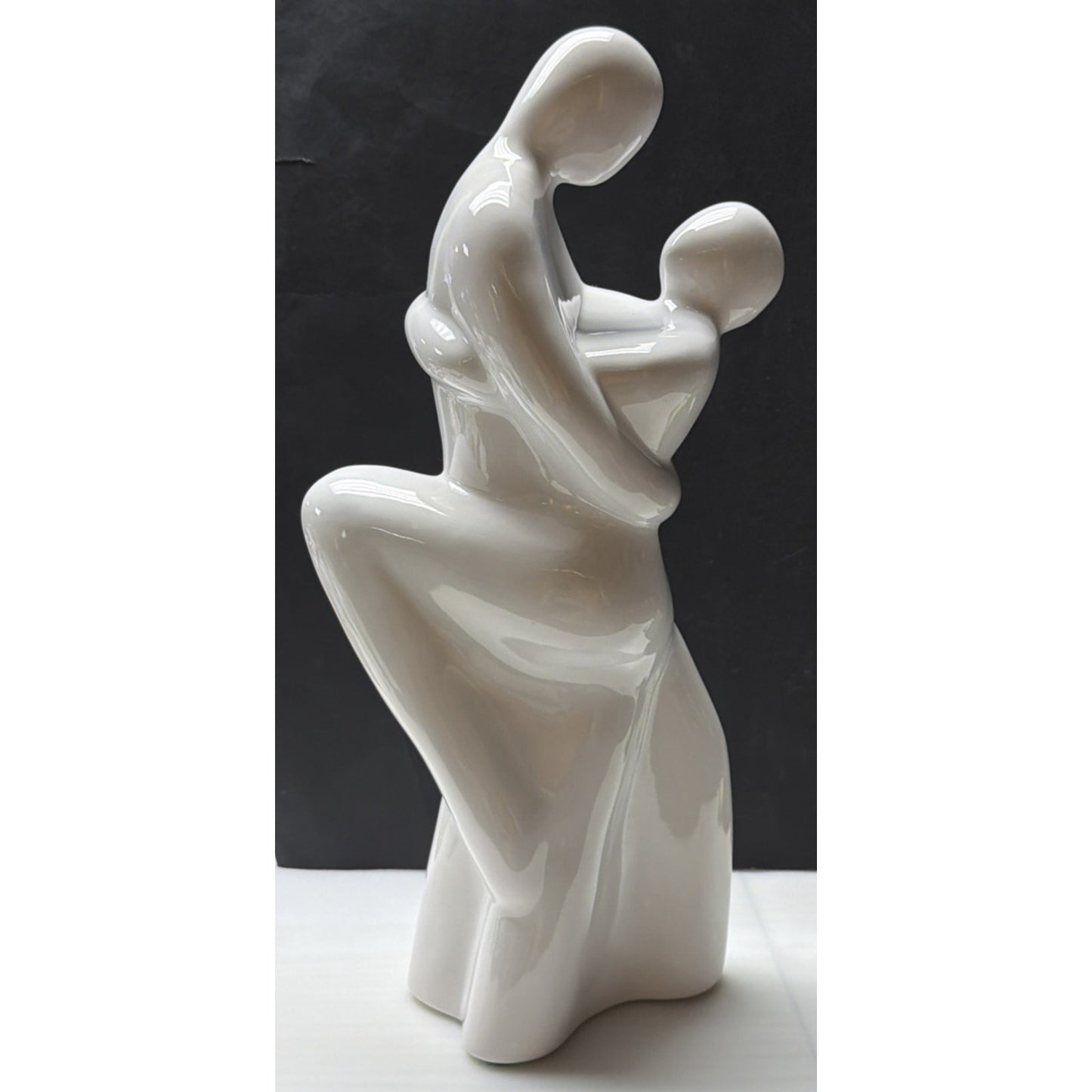 MCM Royal Haeger Ceramic Sculpture Dancing Lovers Embrace White Glaze Large