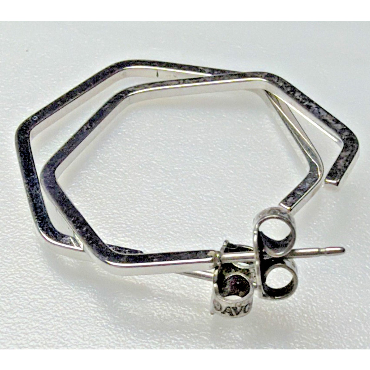 Vintage Avon Sterling Silver Hexagon Hoop Earrings Post