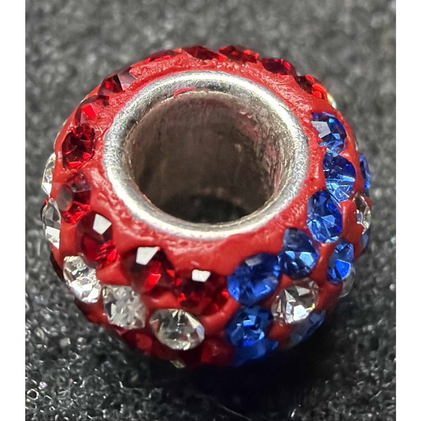 Vintage 925 Pave Crystal American Flag Bead Charm As Is