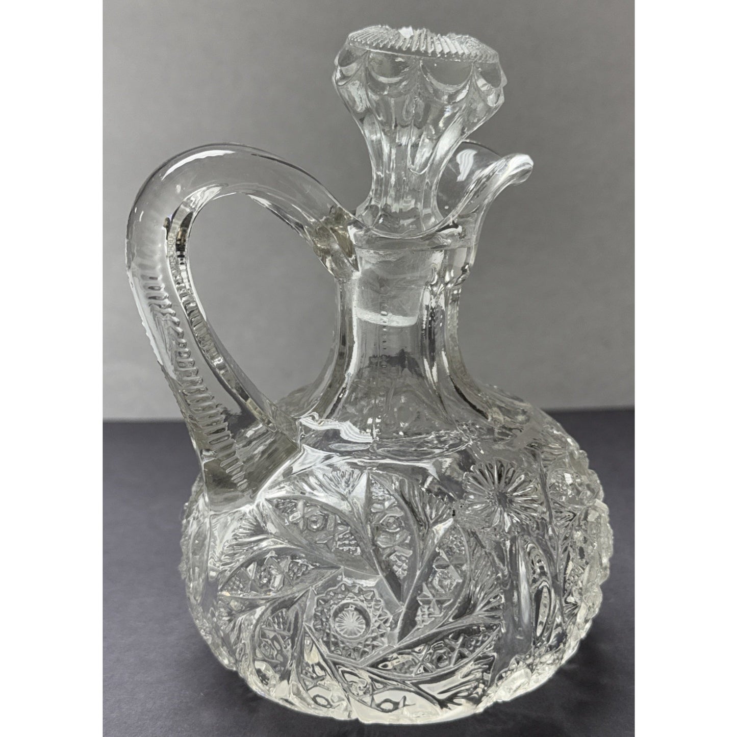 EAPG McKee Glass Daisy Aztec Spinner Cruet Stopper As Is