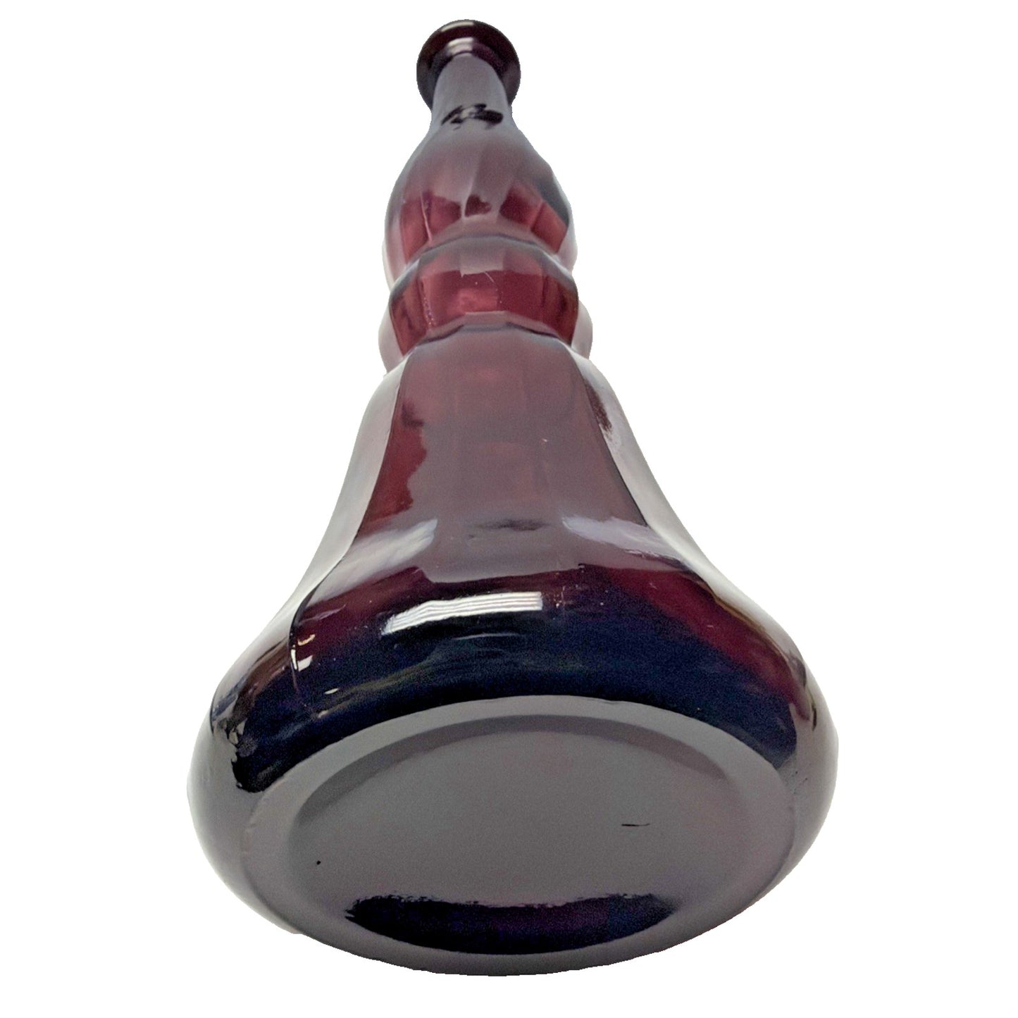 MCM Empoli Glass Purple Amethyst Genie Bottle Decanter Ribbed Optic No Stopper