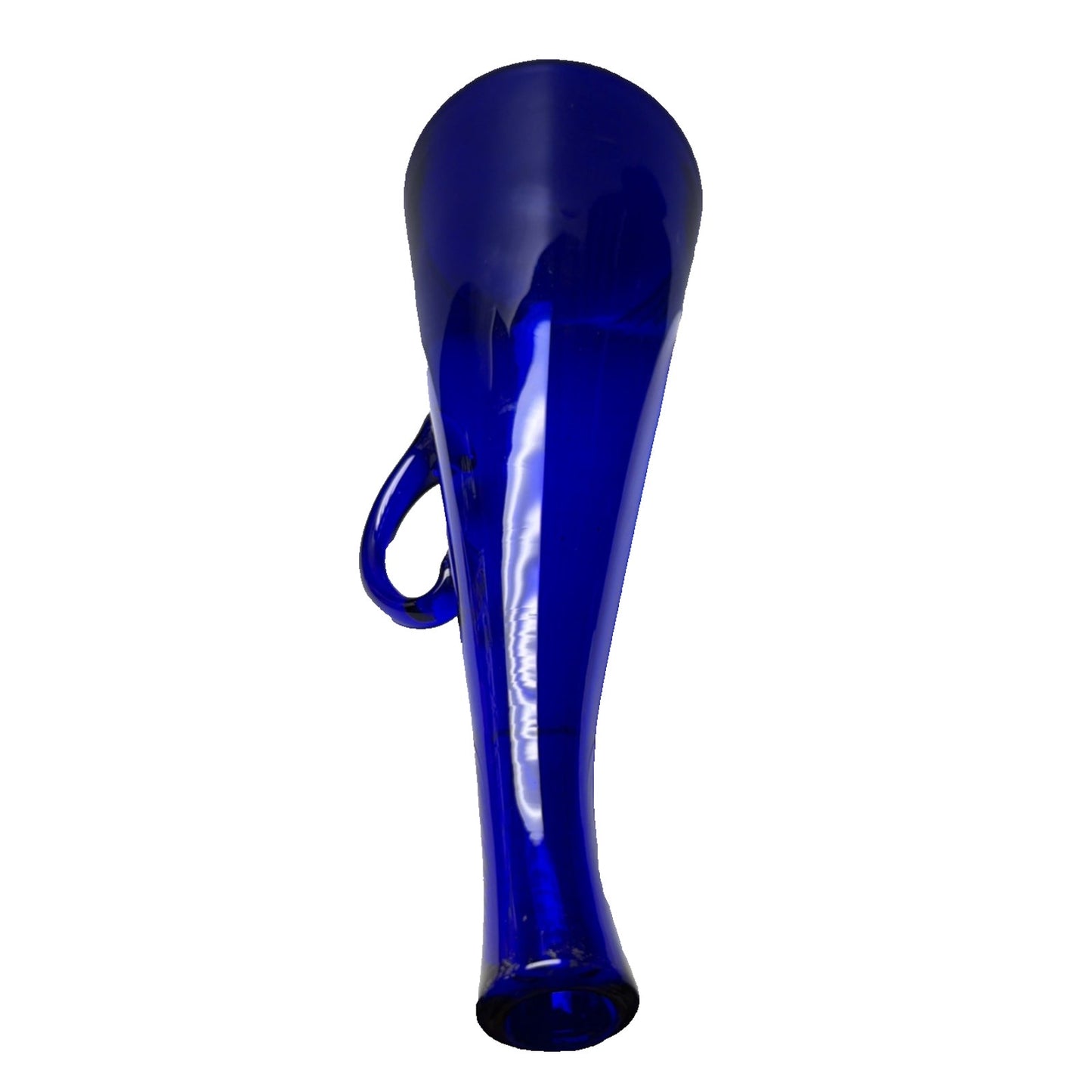 Vintage Cobalt Blue Glass Bent Long Goose Neck Bottle Decanter Vase As Is
