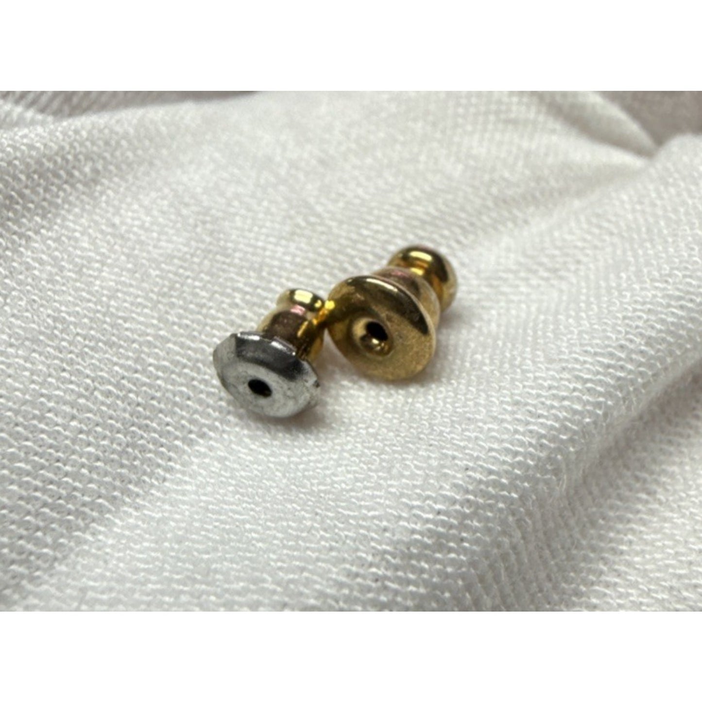 Vintage Gold Tone Metal Hematite Cabochon Earrings Oval Post Stud Large As-Is