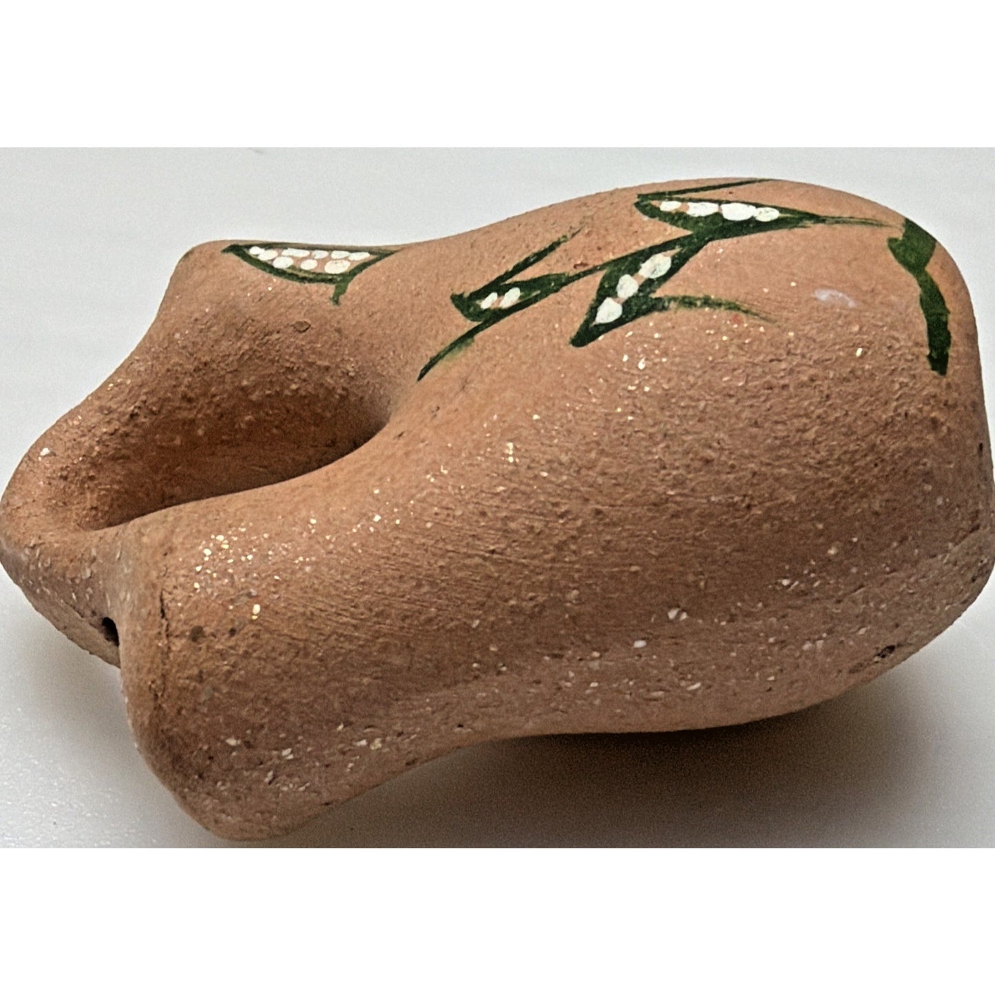 Vintage Micaceous Clay Pottery Mini Wedding Vase Hand Painted