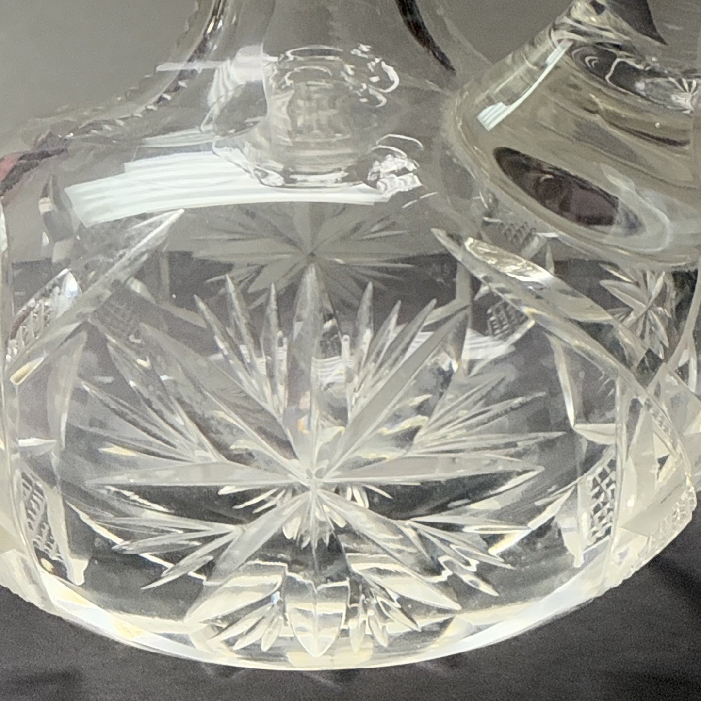 American Brilliant Cut Glass Cruet Oil Stopper Star Snowflake As Is