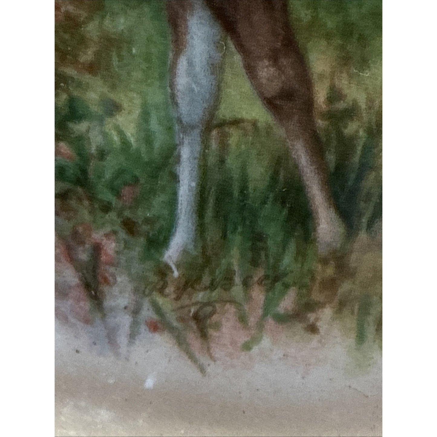 Old Latona Taylor Smith Taylor Hand Painted Plate Deer Rack Landscape Signed