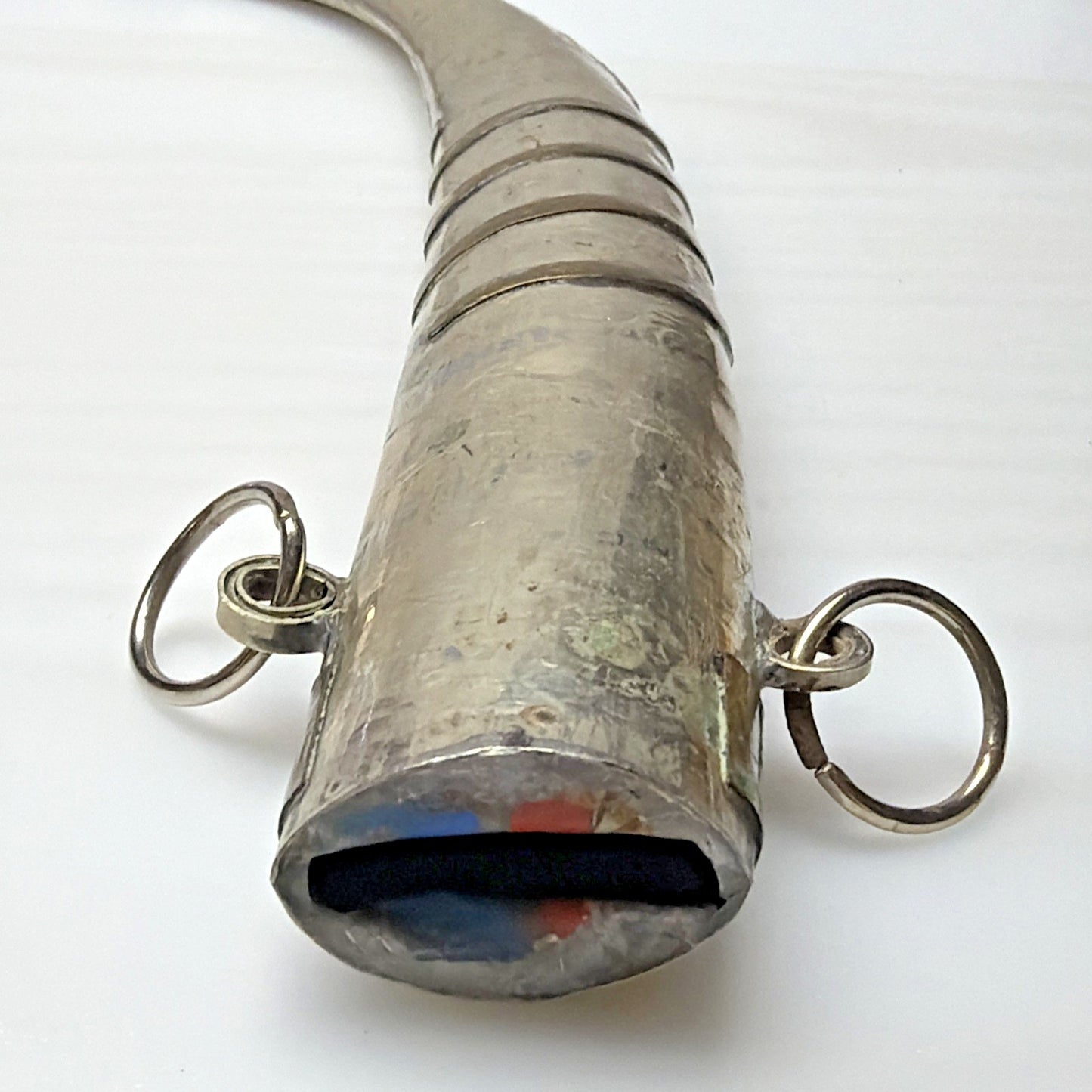 Old Moroccan Berber Islamic Dagger Sheath Only Silver Brass Inlay
