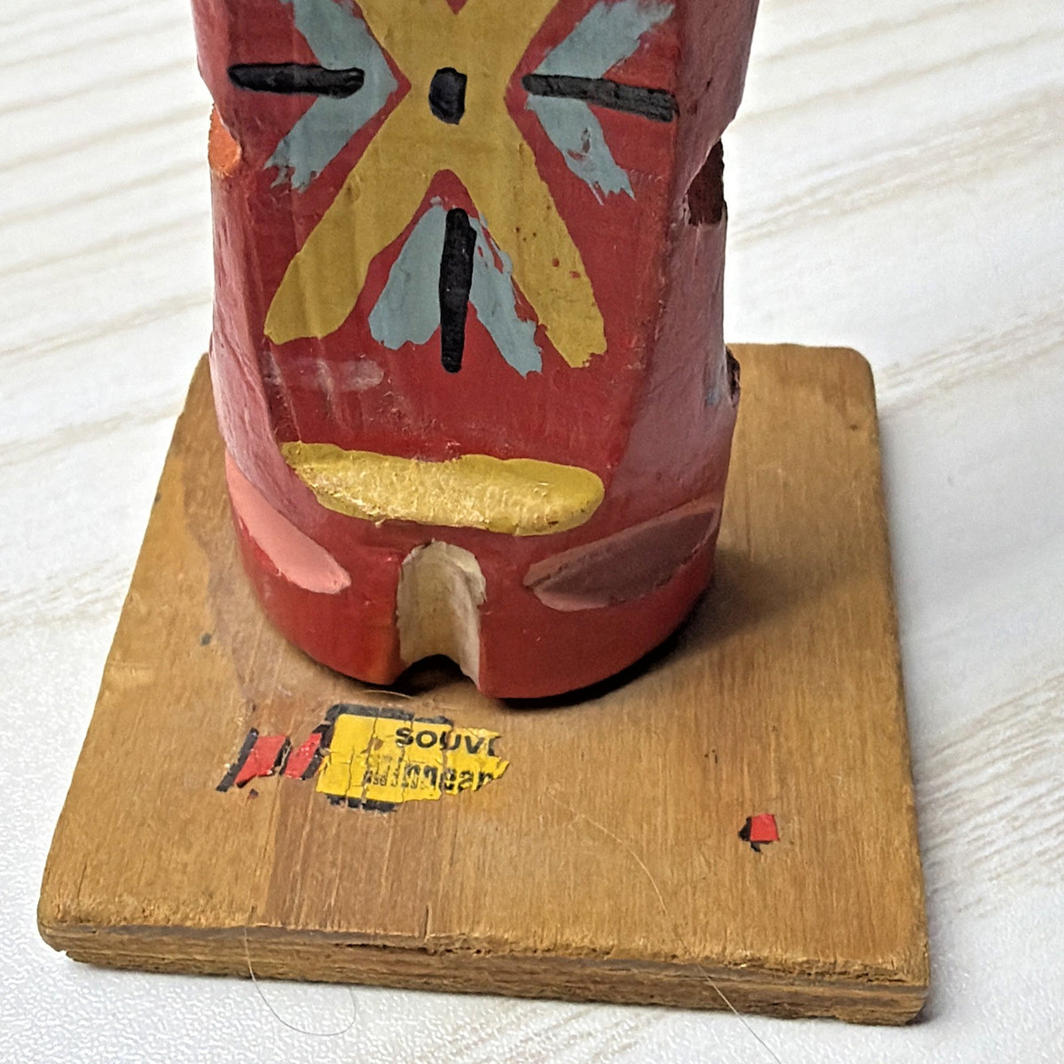 Vintage Native American Wood Carved Totem Pole Hand Painted As Is