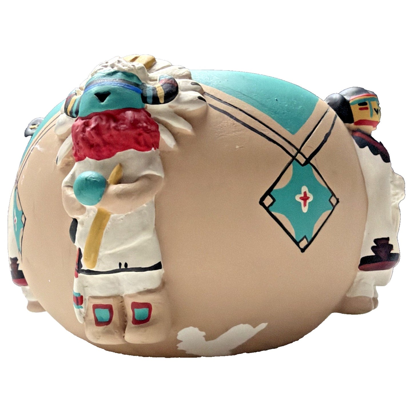 Friendship Bowl Teissedre Pueblo Pottery Ceramic Kachina Dancers House As-Is