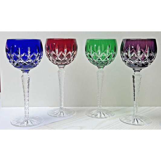 Vintage Lot of 4 Ajka Arabella Hock Crystal Wine Glass Cut To Clear