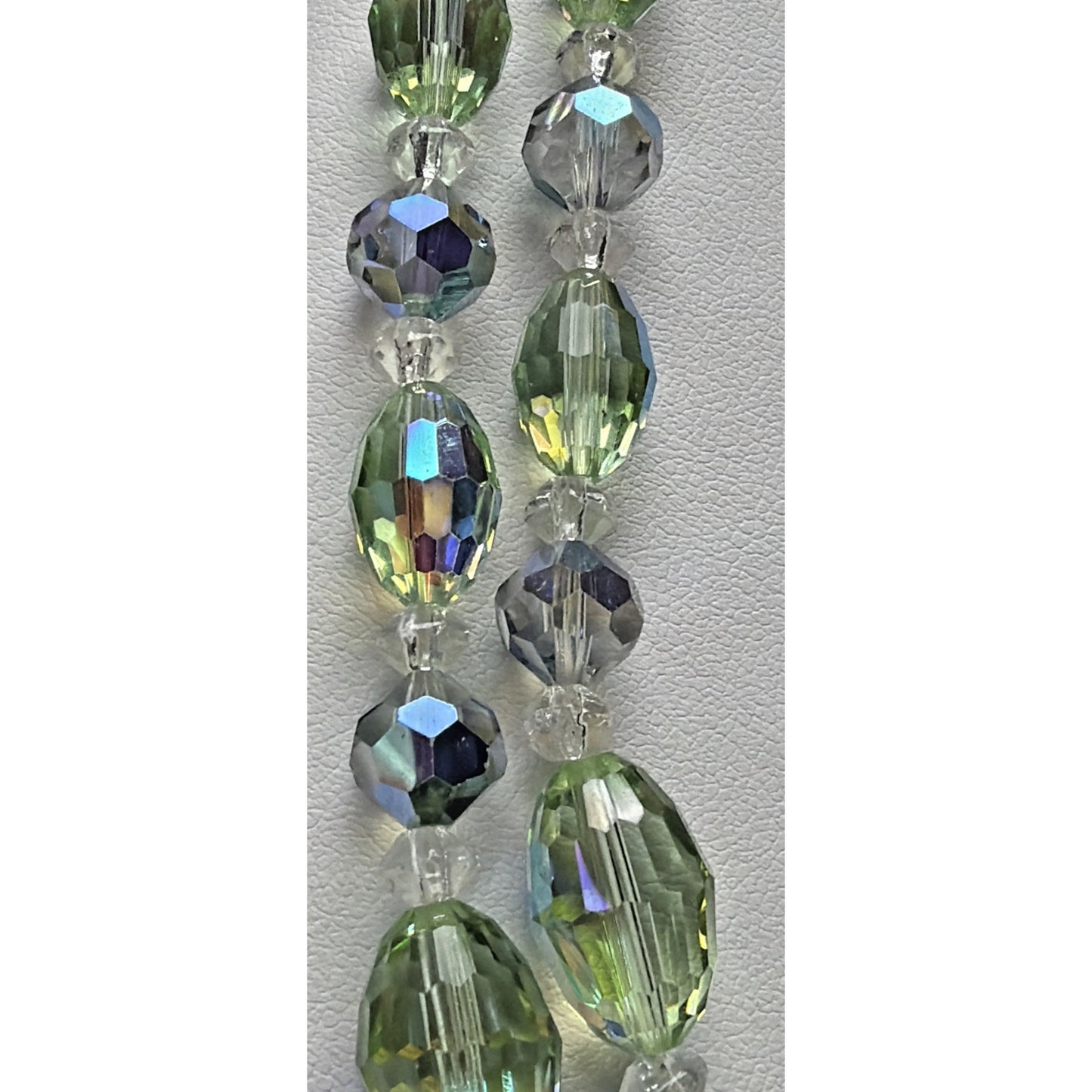 MCM Faceted AB Crystal Peridot Double Strand Necklace Rhinestone Hook Choker