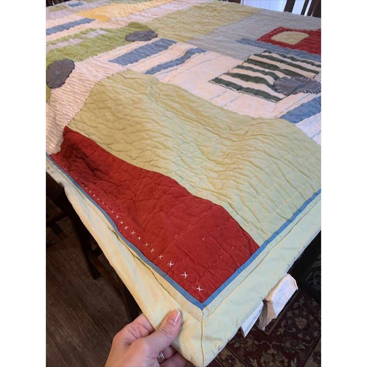 Pottery Barn Kids Jax Construction Cars Semi Truck Quilt Blanket 68 x 86 in
