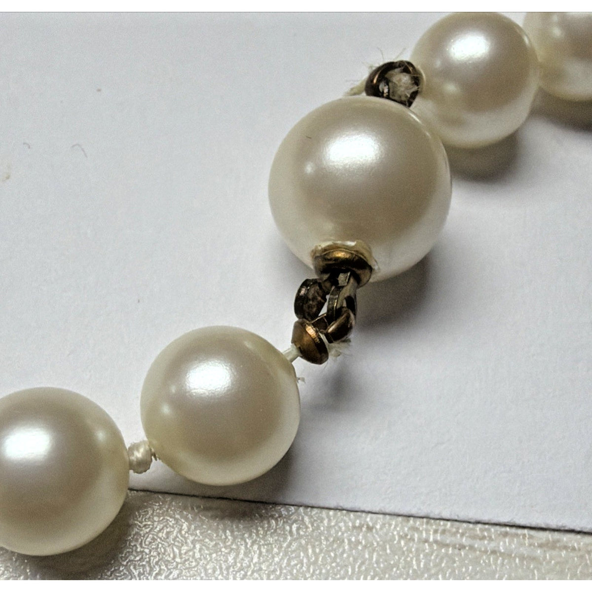 Vintage Long Faux Pearl Necklace Cream Hand Knotted Garland As Is Read