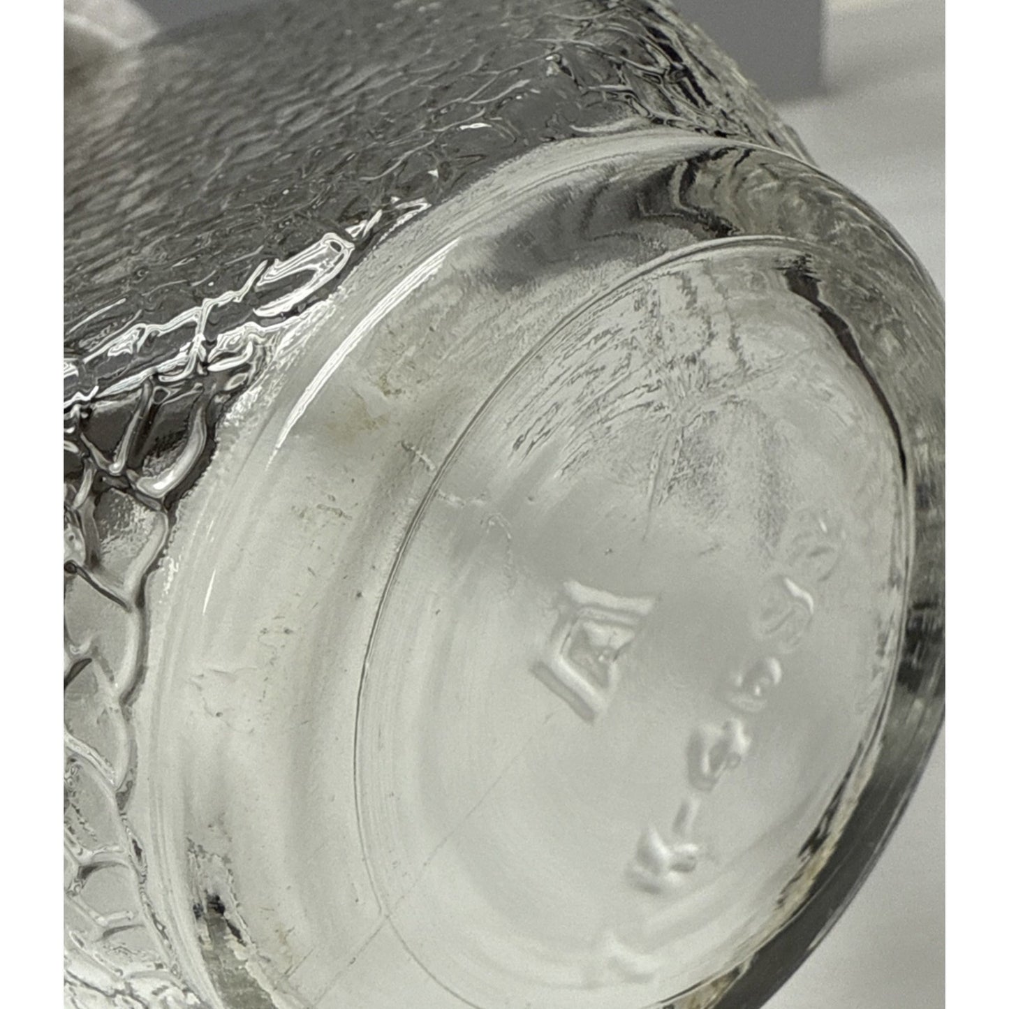 Vtg Hazel Atlas Textured Glass Double Handle Bottle Jar Textured Band 7-K-4693