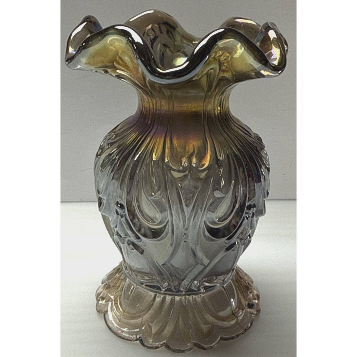 Antique Imperial Glass Rococo Carnival Smoke Vase