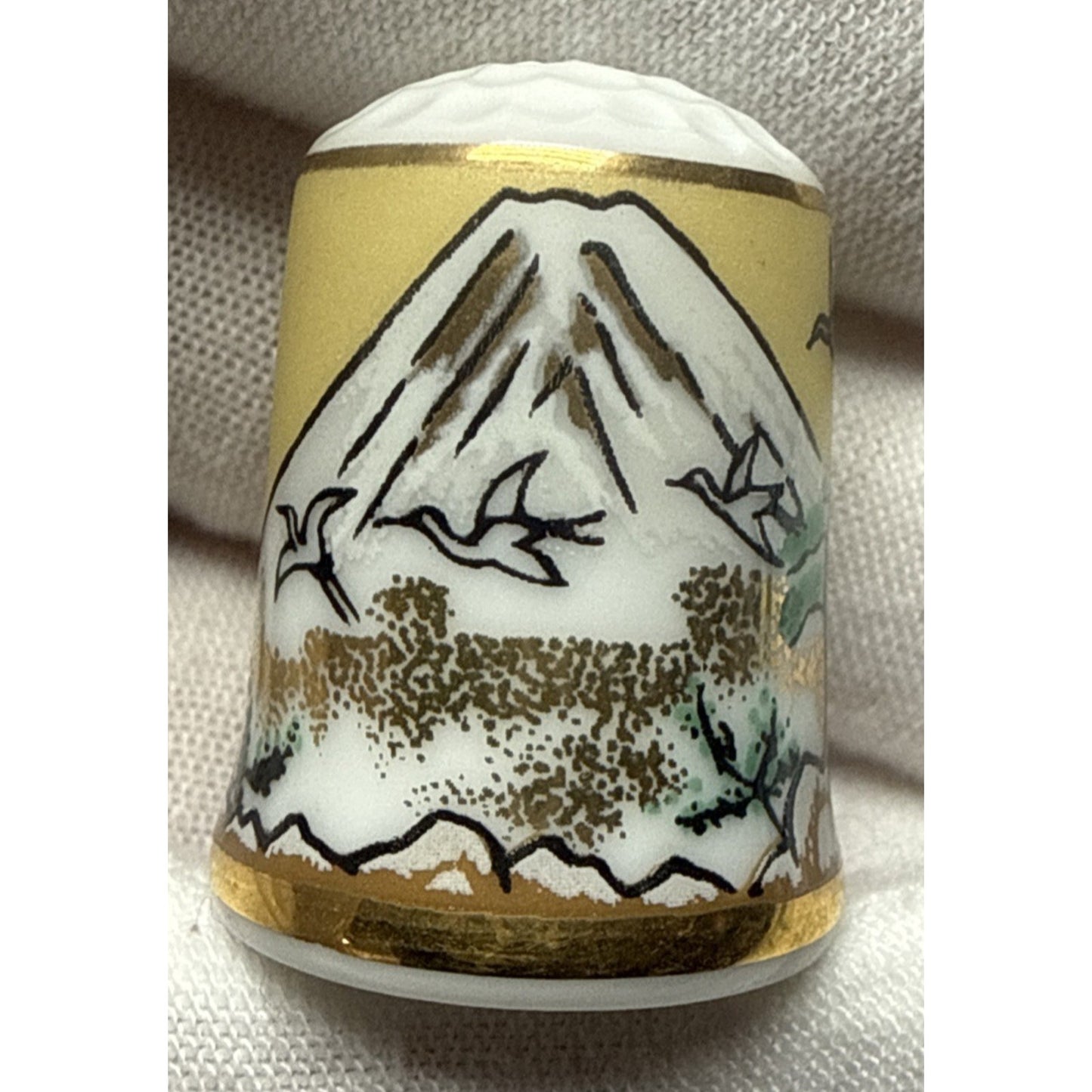 Vtg Lot of 6 TCC Japan Thimbles Porcelain Panda Floral Takiro Shibata Shozan