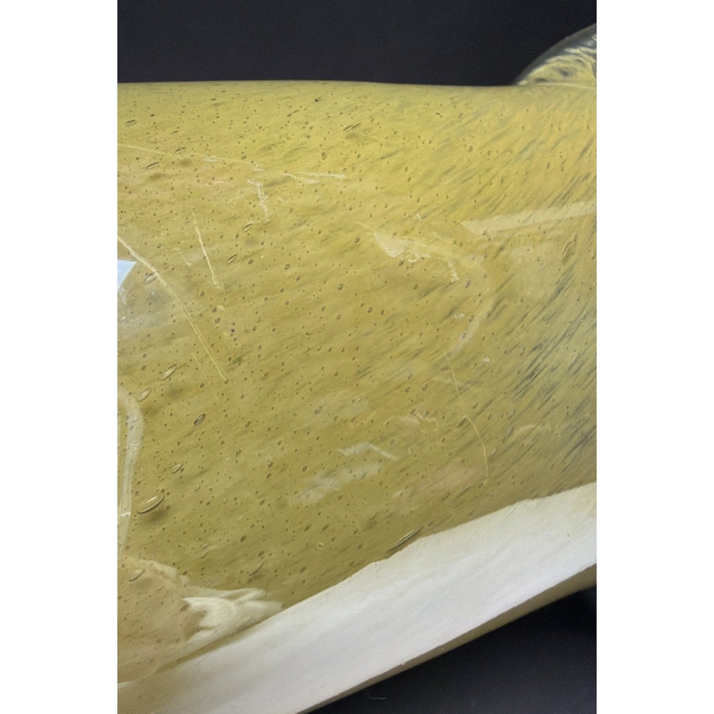 MCM French Studio Art Glass Yellow Bubbles Infused Iridescent Cased Vase As Is