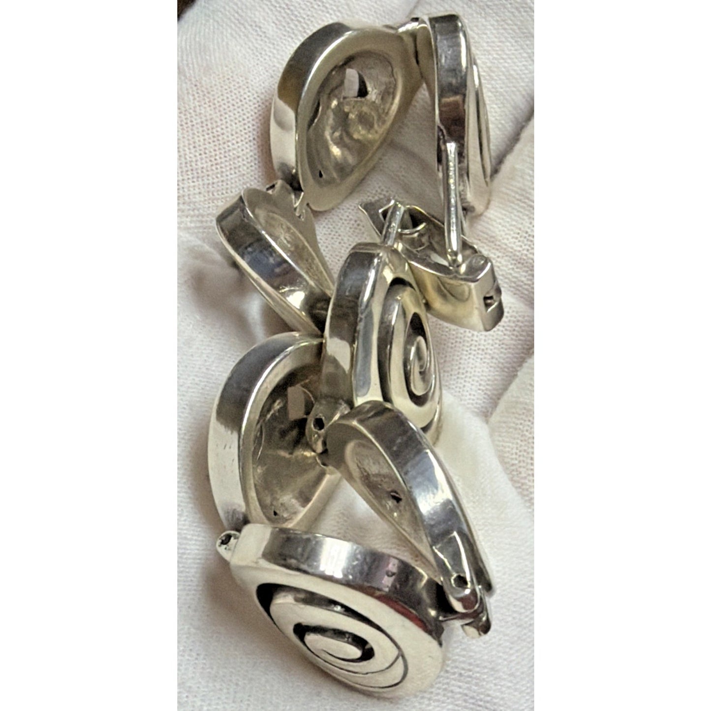 Brighton Vertigo Oval Link Bracelet Silver Tone Swirl Design 7” Modern Boho
